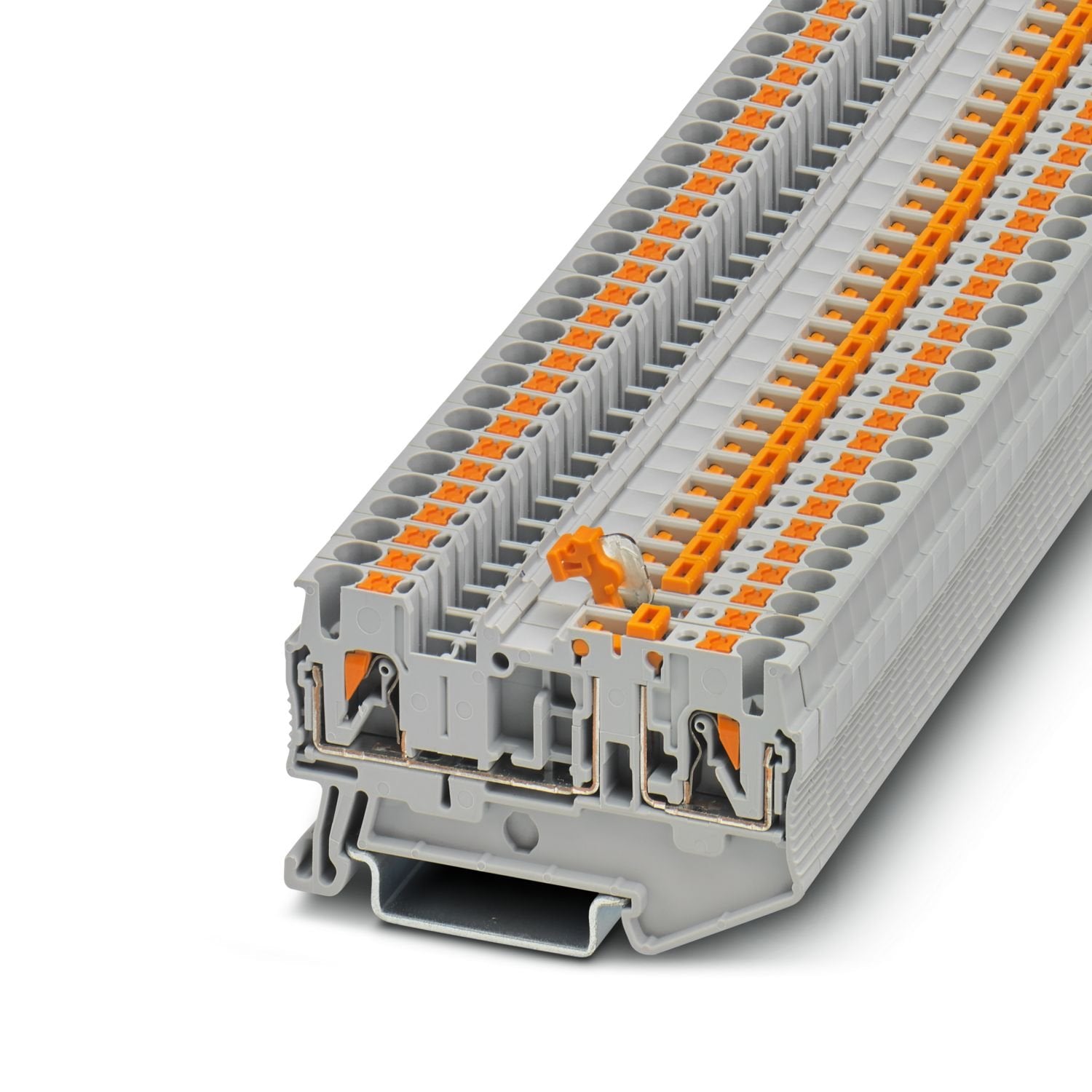 Knife-disconnect terminal block, nom. voltage: 400 V, nominal current: 20 A, connection method: Push-in connection, Rated cross section: 2.5 mm 2 , cross section: 0.14 mm 2 - 4 mm 2 , mounting: NS 35/7,5, NS 35/15, color: gray