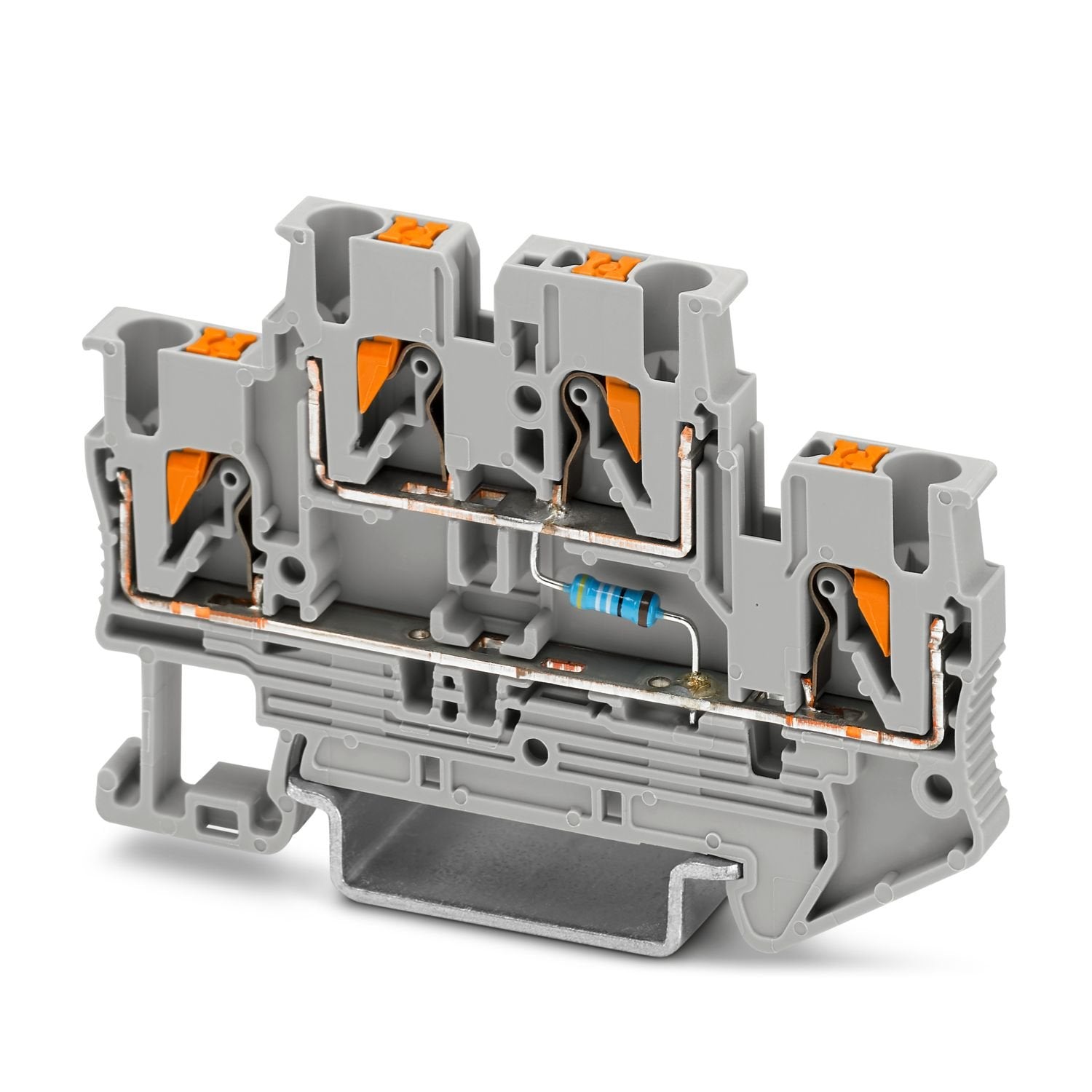 Component terminal block, 1st and 2nd level, connection method: Push-in connection, Rated cross section: 2.5 mm 2 , cross section: 0.14 mm 2 - 4 mm 2 , mounting: NS 35/7,5, NS 35/15, color: gray