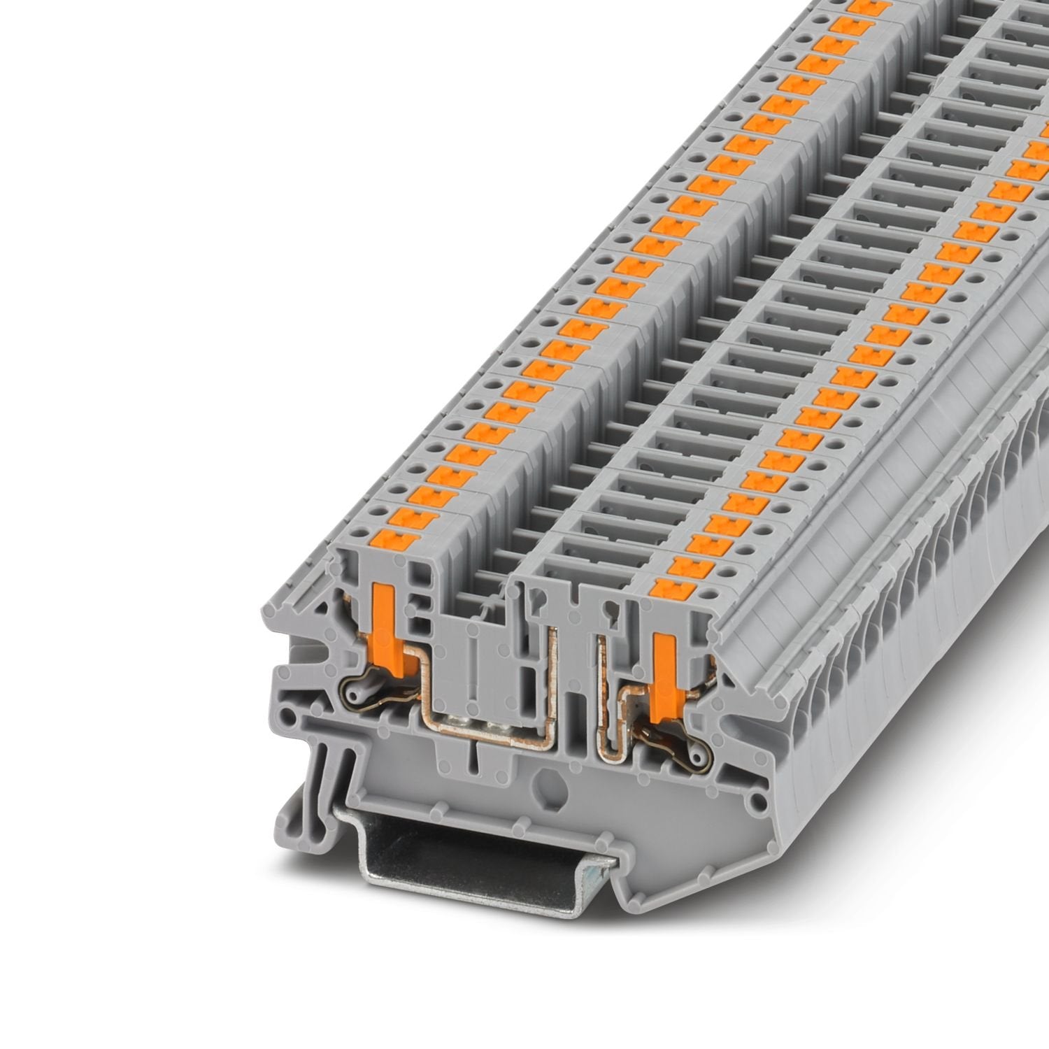 Disconnect terminal block, Current and voltage are determined by the plug used., nom. voltage: 400 V, nominal current: 20 A, connection method: Push-in connection, Rated cross section: 2.5 mm 2 , cross section: 0.14 mm 2 - 4 mm 2 , mounting: NS 35/7,5, NS 35/15, color: gray