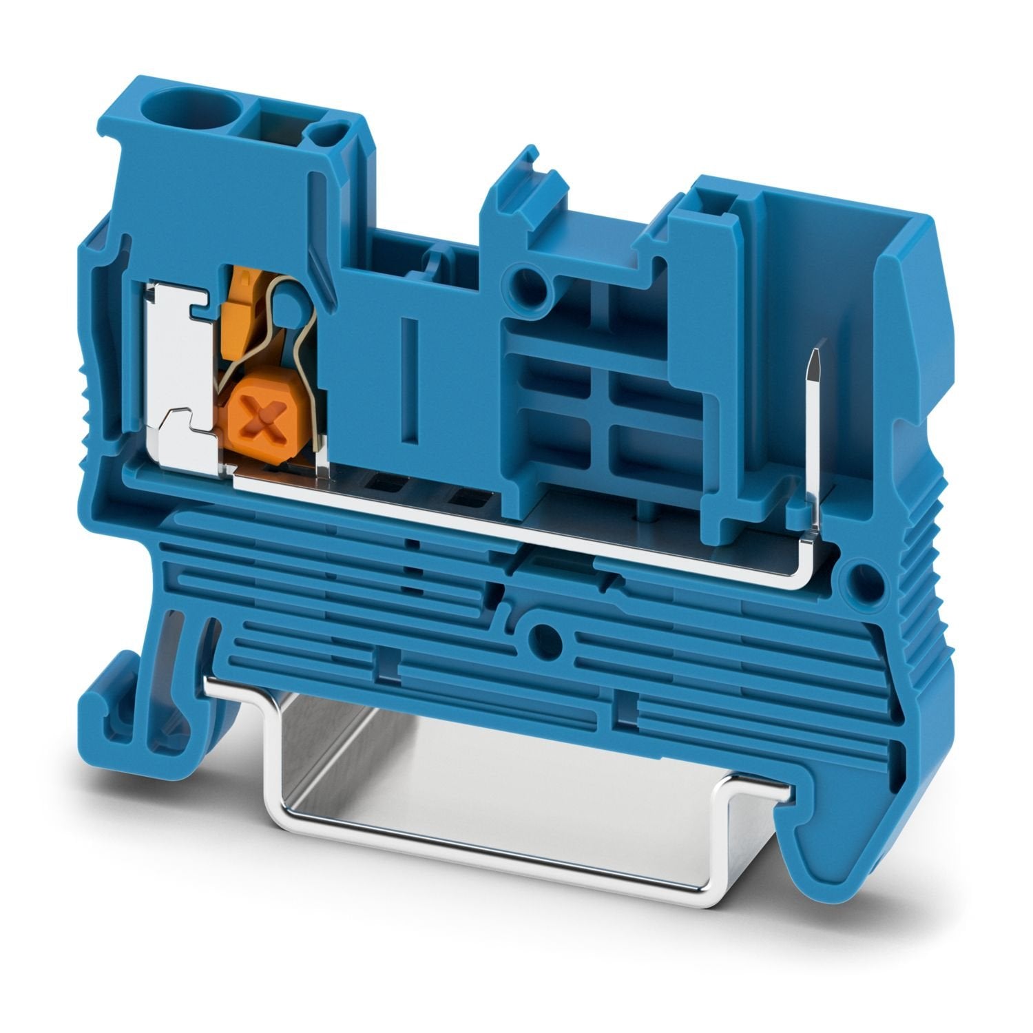 Feed-through terminal block, nom. voltage: 800 V, nominal current: 24 A, number of connections: 2, number of positions: 1, connection method: Push-X-connection, Rated cross section: 2.5 mm 2 , cross section: 0.5 mm 2 - 4 mm 2 , mounting type: NS 35/7,5, NS 35/15, color: blue