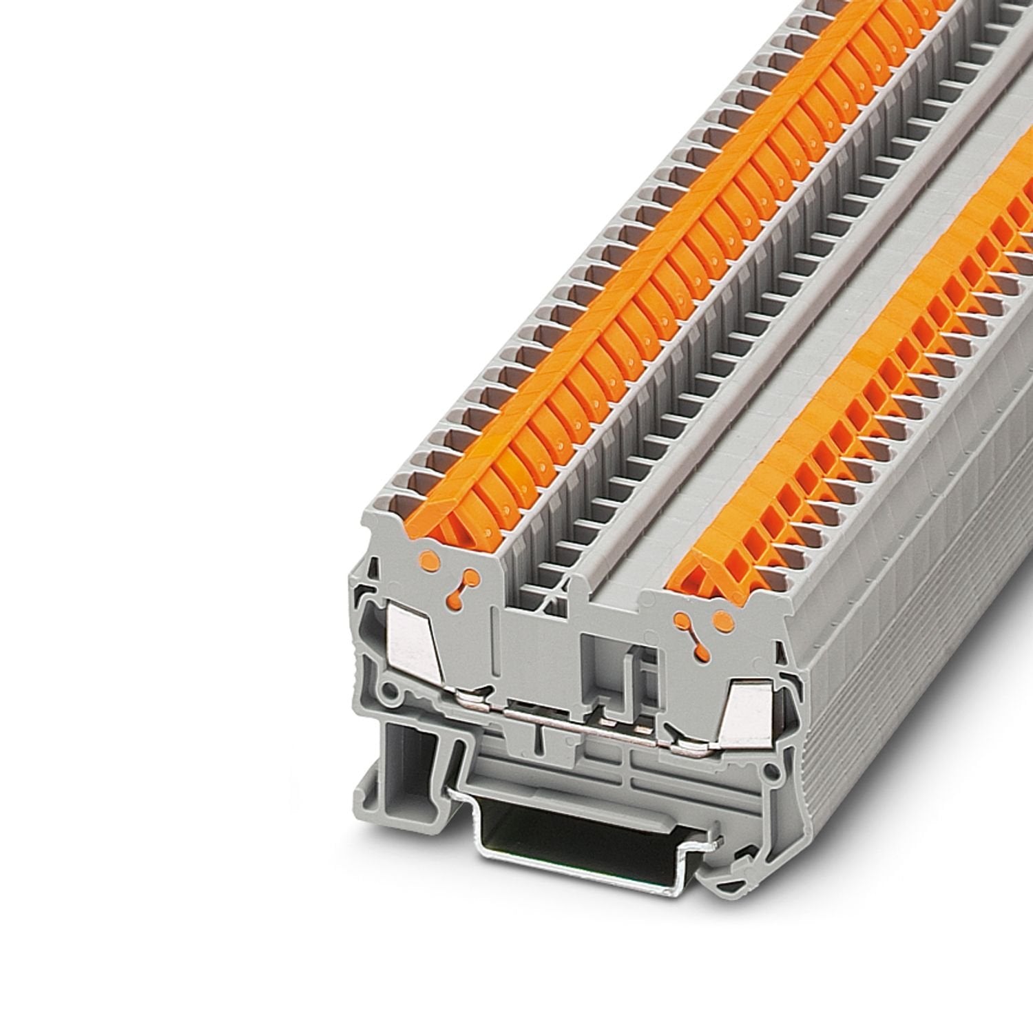 Feed-through terminal block, nom. voltage: 800 V, nominal current: 17.5 A, number of connections: 2, connection method: Quick connection, Rated cross section: 1.5 mm 2 , 1 level, cross section: 0.25 mm 2 - 1.5 mm 2 , mounting type: NS 35/7,5, NS 35/15, color: gray
