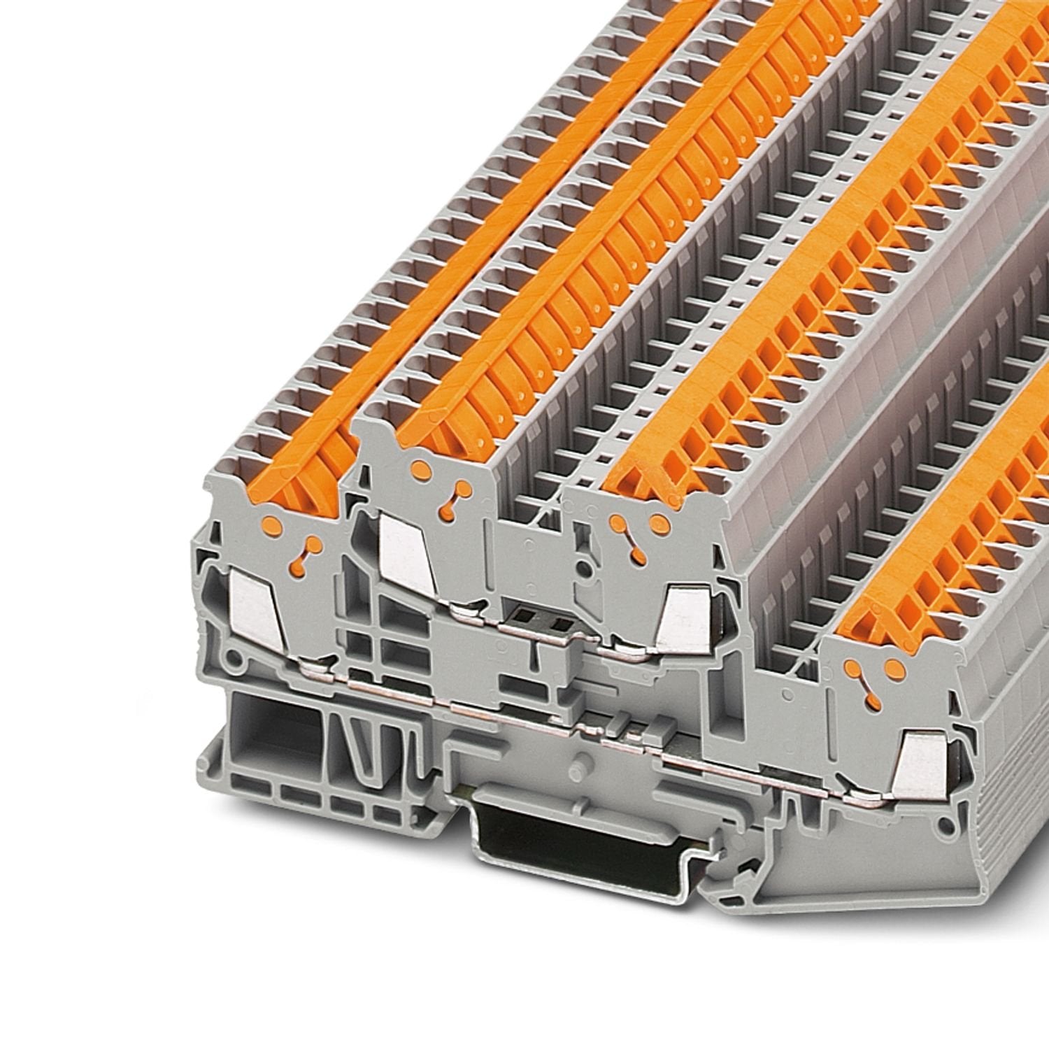 Double-level terminal block, nom. voltage: 500 V, nominal current: 17.5 A, connection method: Quick connection, 1st and 2nd level, Rated cross section: 1.5 mm 2 , cross section: 0.25 mm 2 - 1.5 mm 2 , mounting type: NS 35/7,5, NS 35/15, color: gray