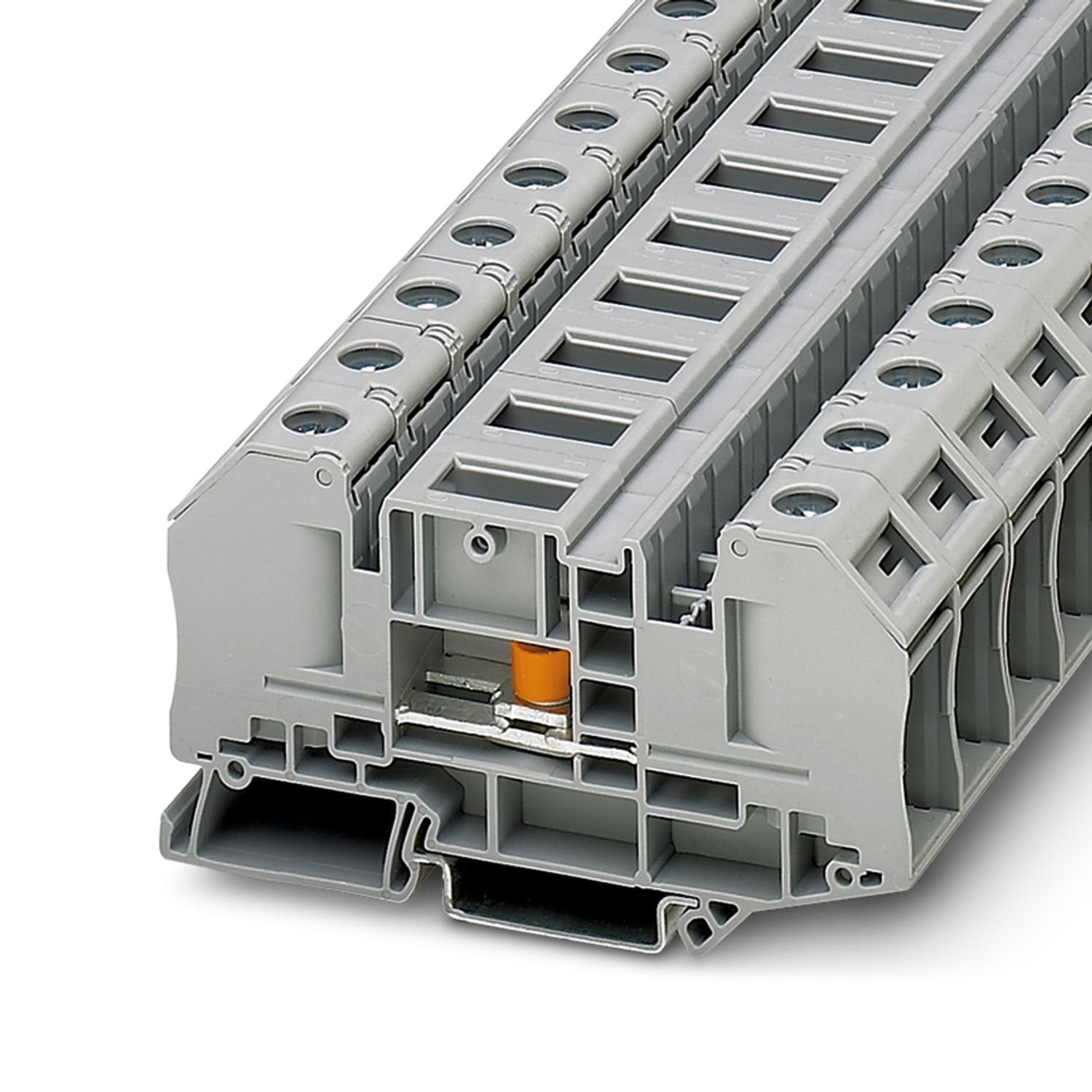 Test disconnect terminal block, Note: the BE-RT... path extension is to be used for non-insulated cable lugs (see accessories)., nom. voltage: 1000 V, nominal current: 41 A, 1 level, connection method: Bolt connection, Rated cross section: 6 mm 2 , mounting: NS 35/7,5, NS 35/15, color: gray