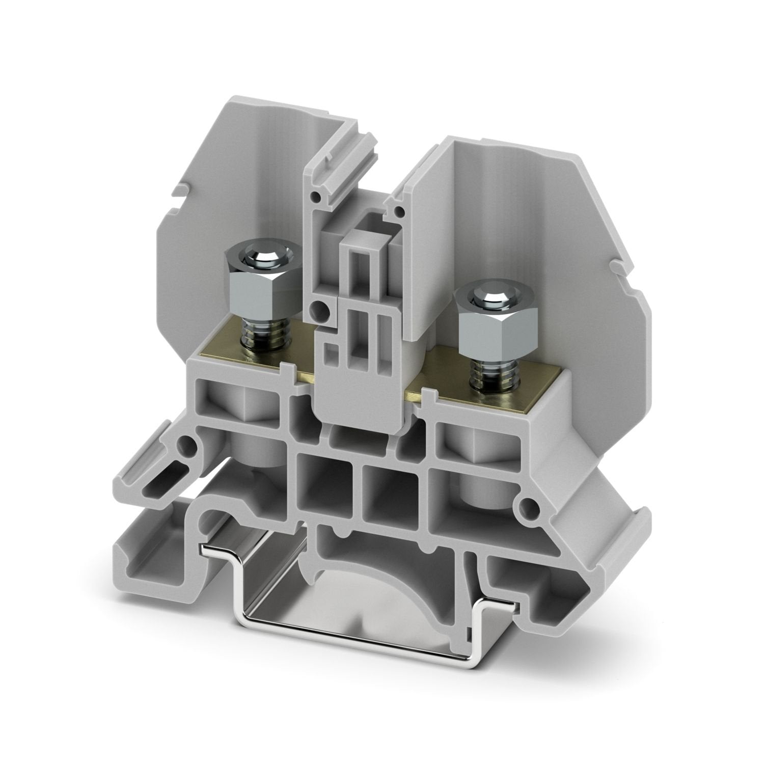 Feed-through terminal block with bolt connection method, cross section: 0.1 - 6 mm 2 , AWG: 26 - 10, width 13 mm, color: gray