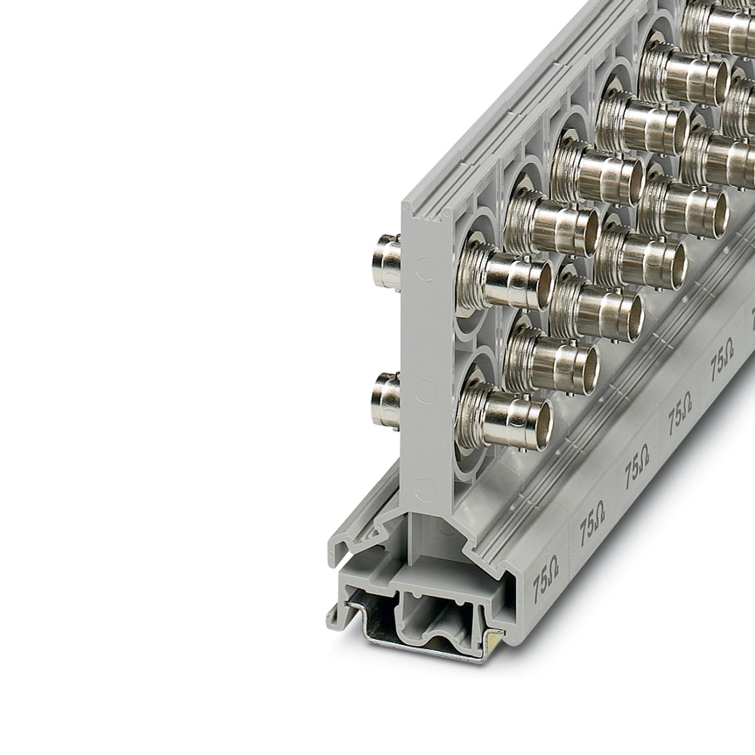 BNC connector, double-level, for mounting on NS 32 or NS 35/7.5, wave impedance: 50 Ω