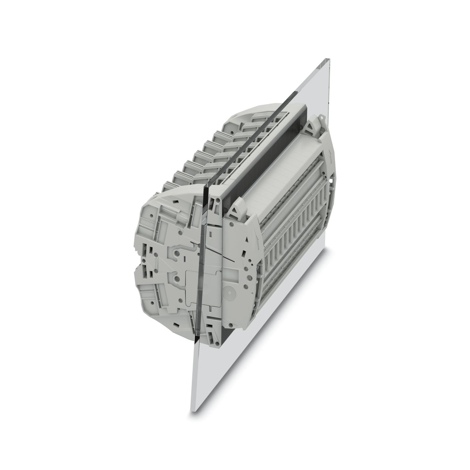 Test terminal strip, nom. voltage: 400 V, number of connections: 32, number of positions: 16, connection method: Ring cable lug, Rated cross section: 6 mm 2 , 1 level, mounting type: Panel mounting, color: gray