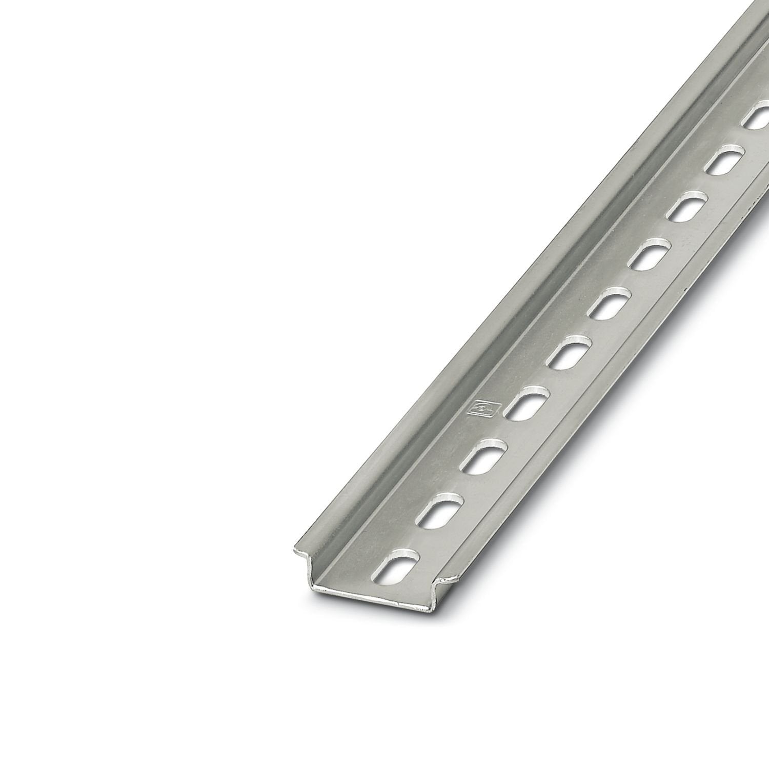 DIN rail perforated, Pack of 25 (50 m), acc. to EN 60715, material: Steel, uncoated, Standard profile, color: white aluminum