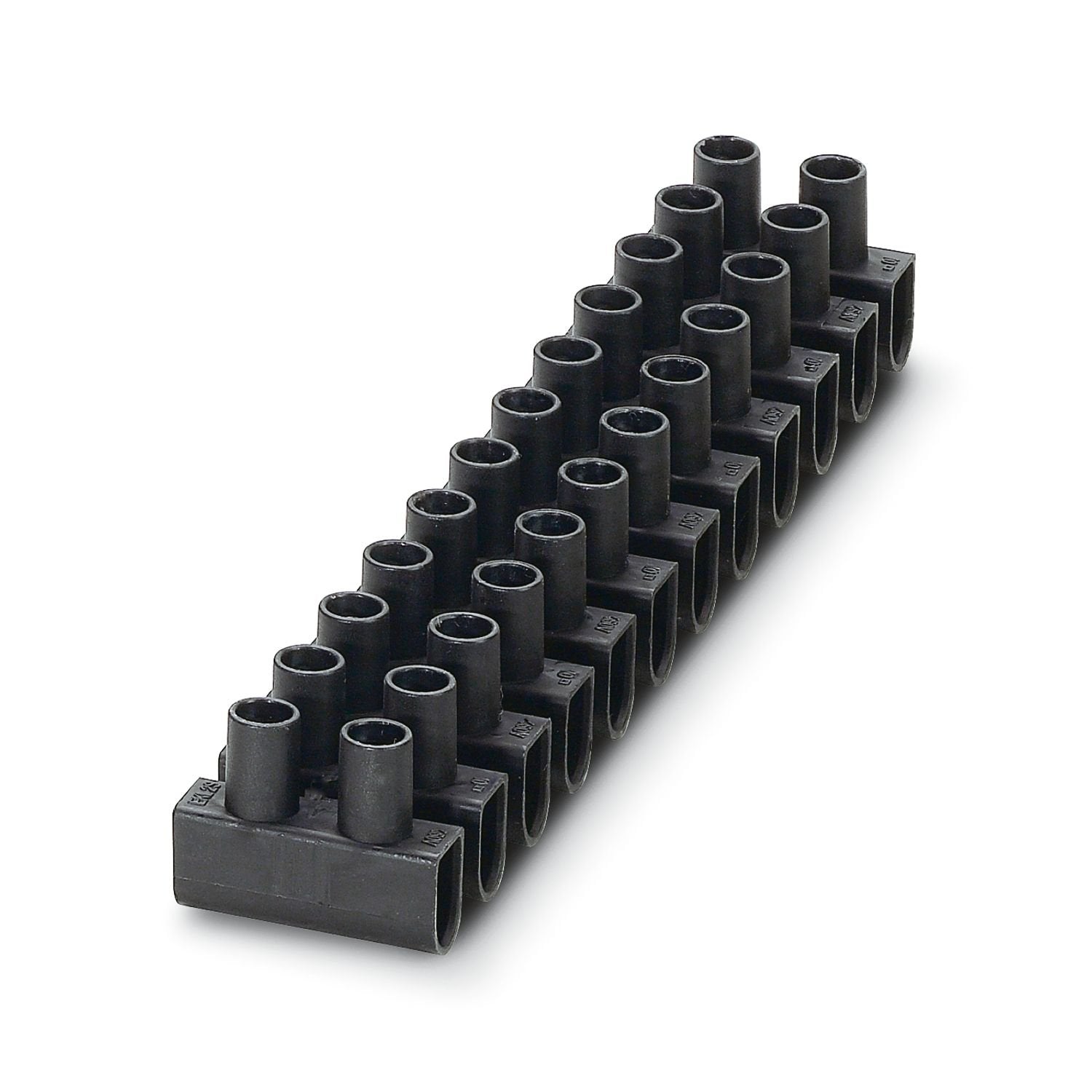 Polypropylene Europe terminal strip, black, for connecting solid conductors and stranded conductors with and without ferrules with a cross section of 0.75 to 6 mm 2