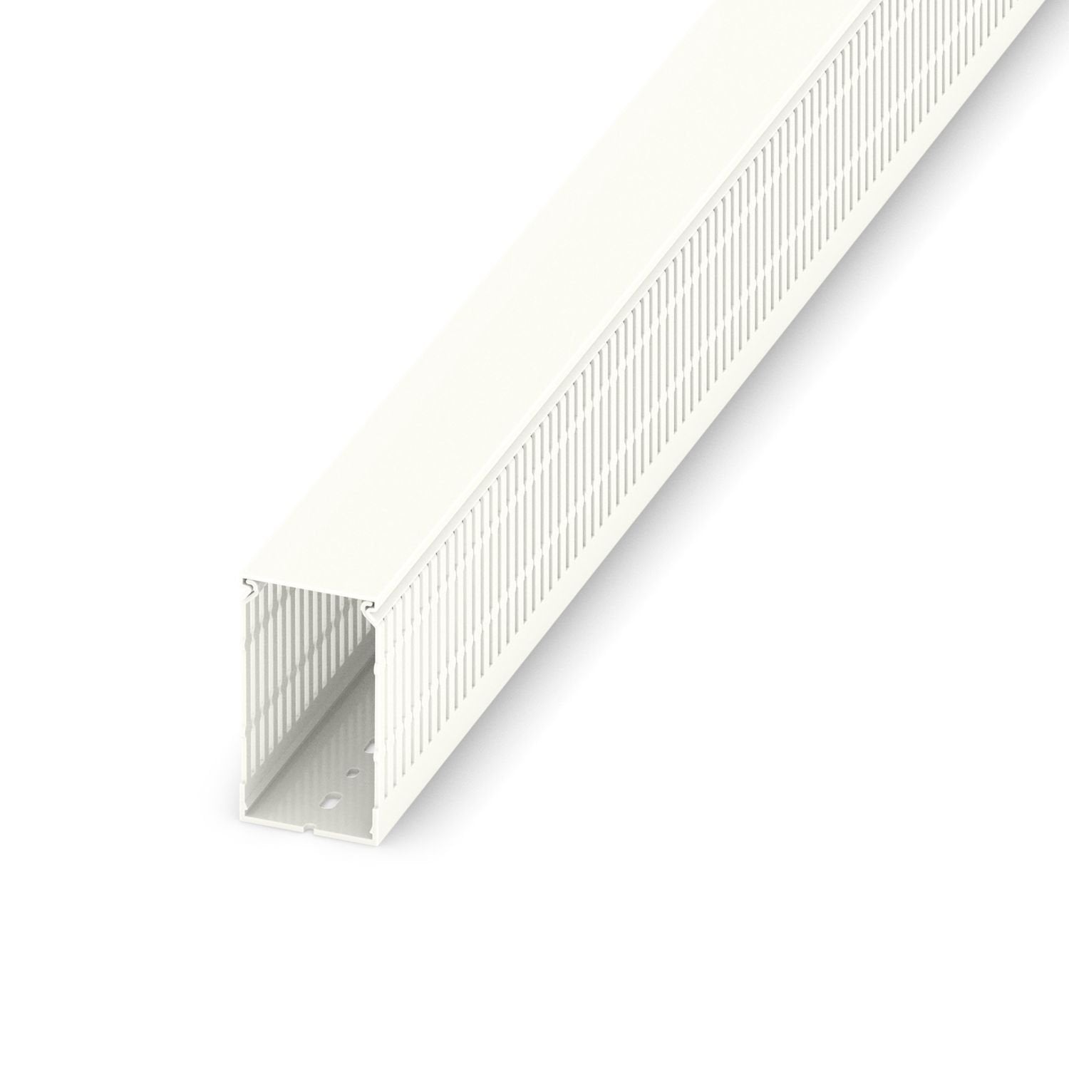 Cable duct for installation and mounting in control cabinets, white, comprising upper part and mounting base, width: 60 mm, height: 100 mm, length: 2000 mm