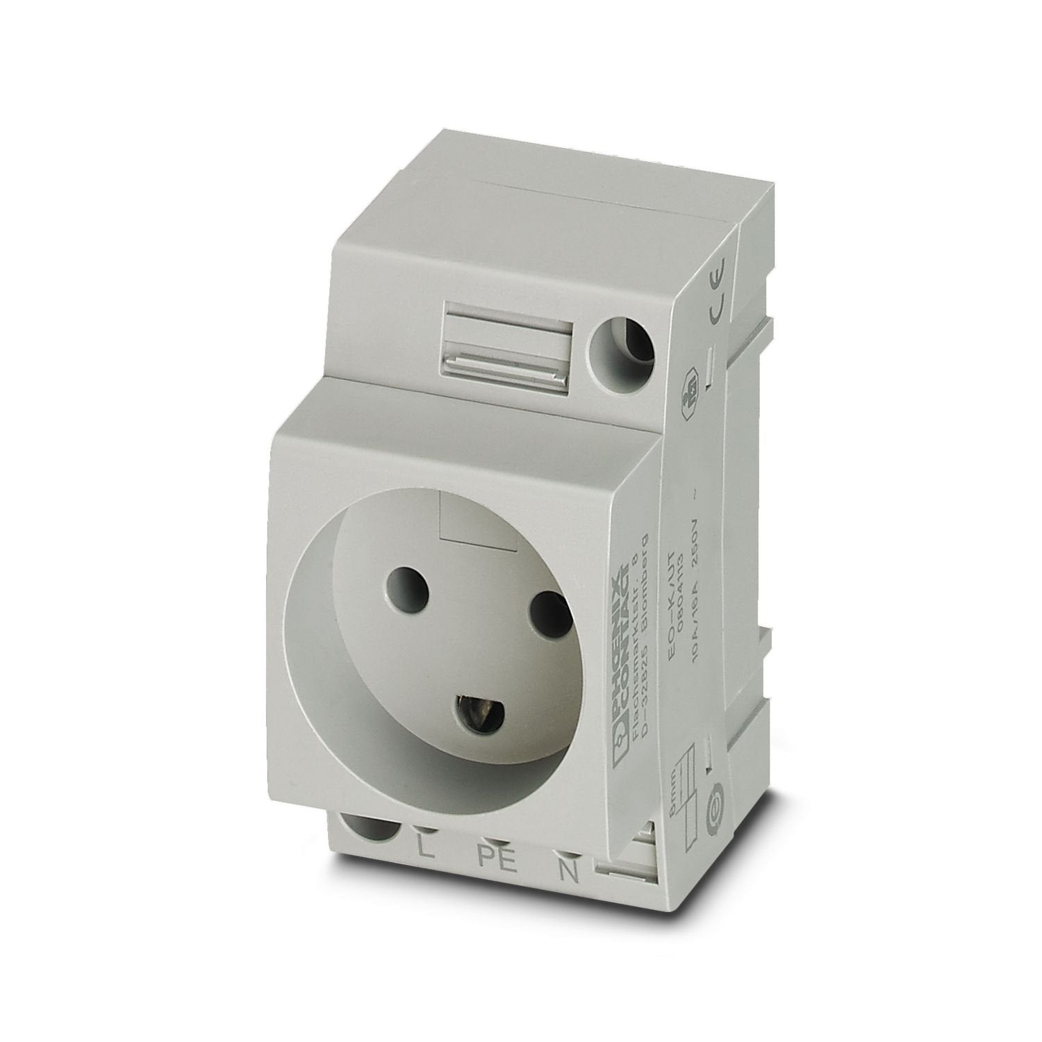 Socket, for Denmark and other countries, Pin connector pattern type K, color: gray, for mounting on a DIN rail in the service interface or direct mounting, standards/specifications: SR 107-2-D1, Country marking: Denmark