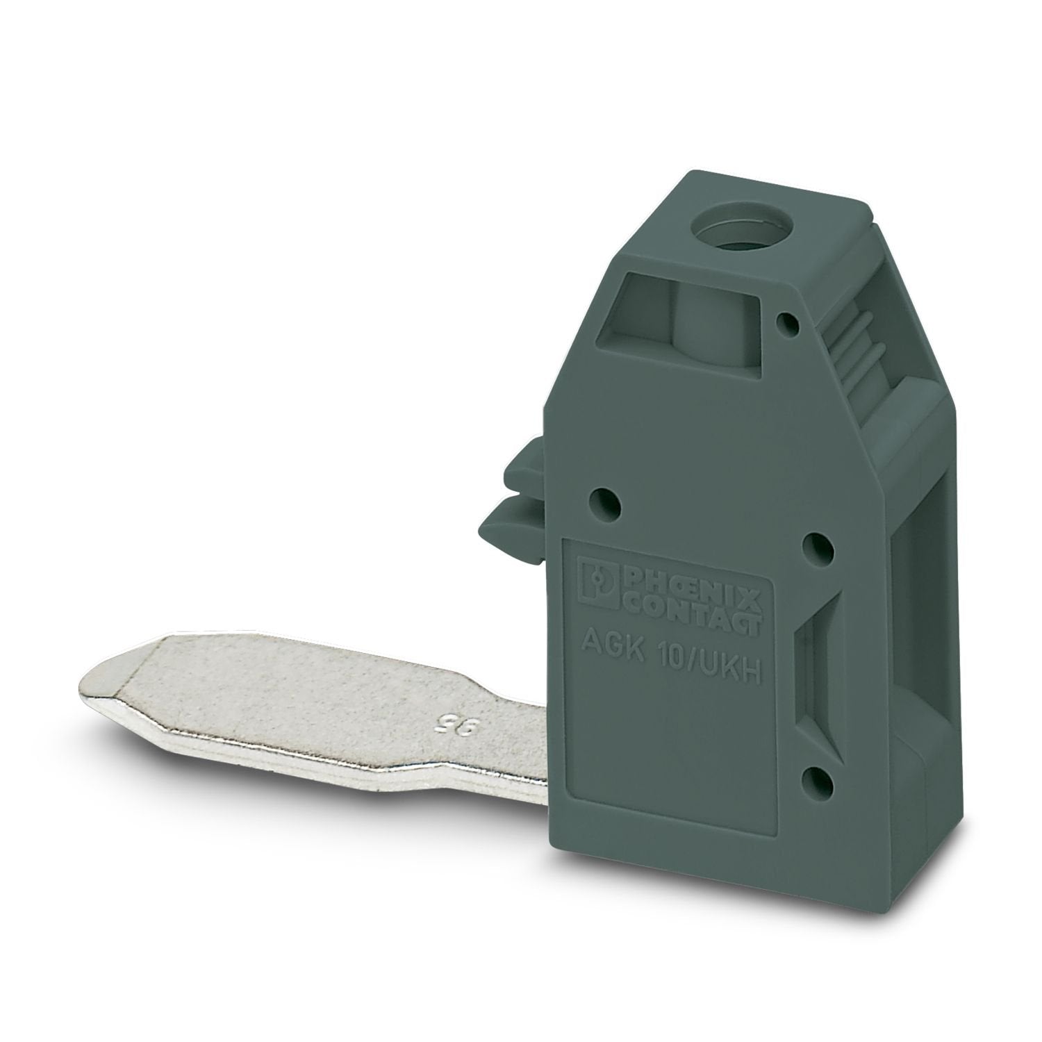 Pick-off terminal block, snap-on, for connection of smaller cross-sections, nom. voltage: 1000 V, nominal current: 57 A, number of connections: 1, connection method: Special and hybrid connection, Rated cross section: 10 mm 2 , cross section: 0.5 mm 2 - 10 mm 2 , mounting type: on base element, color: dark gray