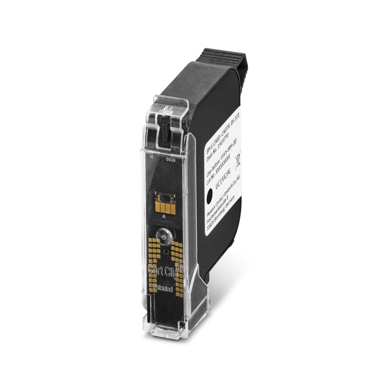 Ink cartridge including printhead, compatible with BLUEMARK E.CARD, for replacement, color: black