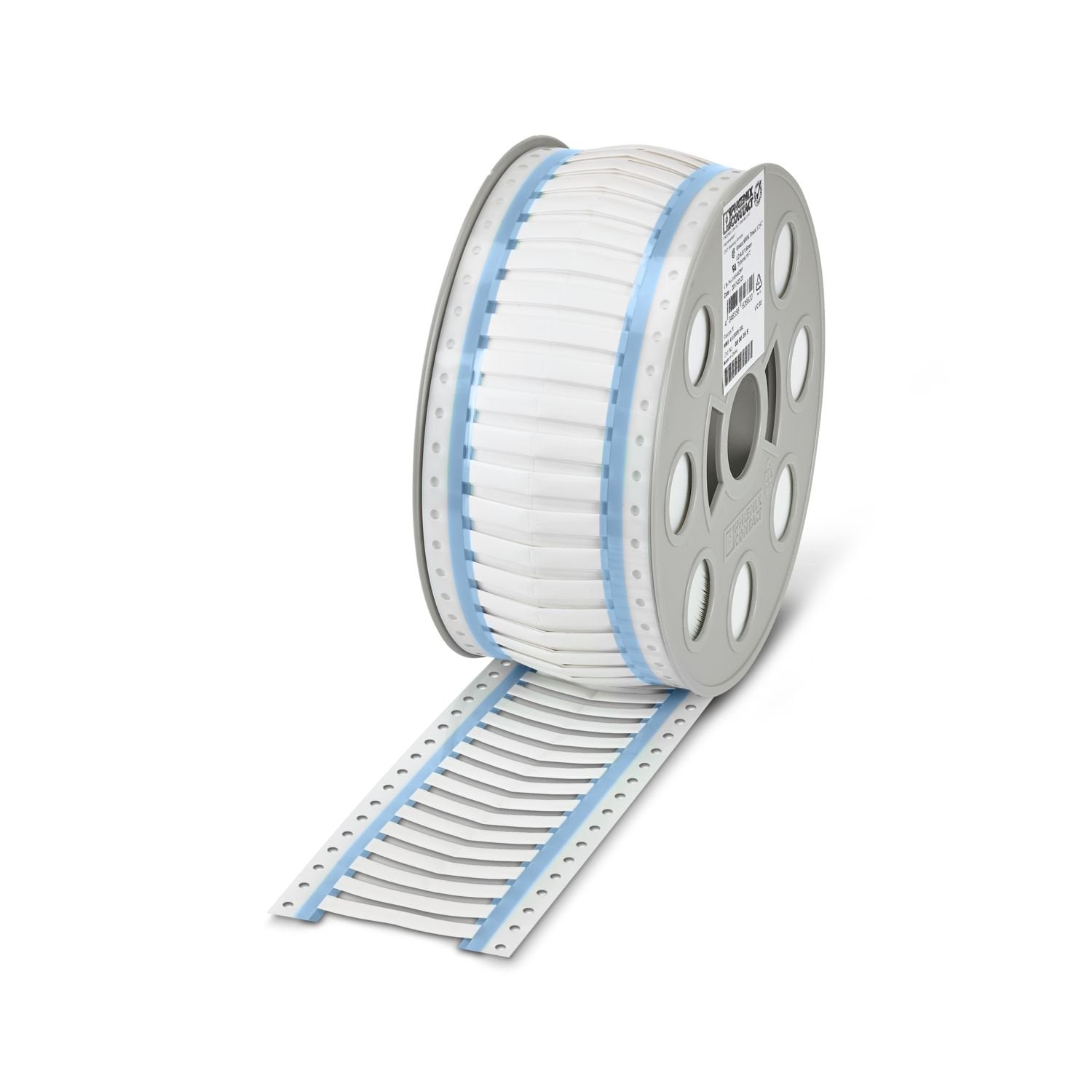 Shrink sleeve, Roll, white, unmarked, can be labeled with: THERMOMARK E.300 (D)/600 (D), THERMOMARK ROLLMASTER 300/600, THERMOMARK ROLL X1, THERMOMARK ROLL, THERMOMARK ROLL 2.0, THERMOMARK W, THERMOMARK X1.2, cable diameter range: 1.6 ... 4.8 mm, perforated, mounting type: slide-on, Number of individual labels: 5000, text field height: 9 mm, text field width: 30 mm