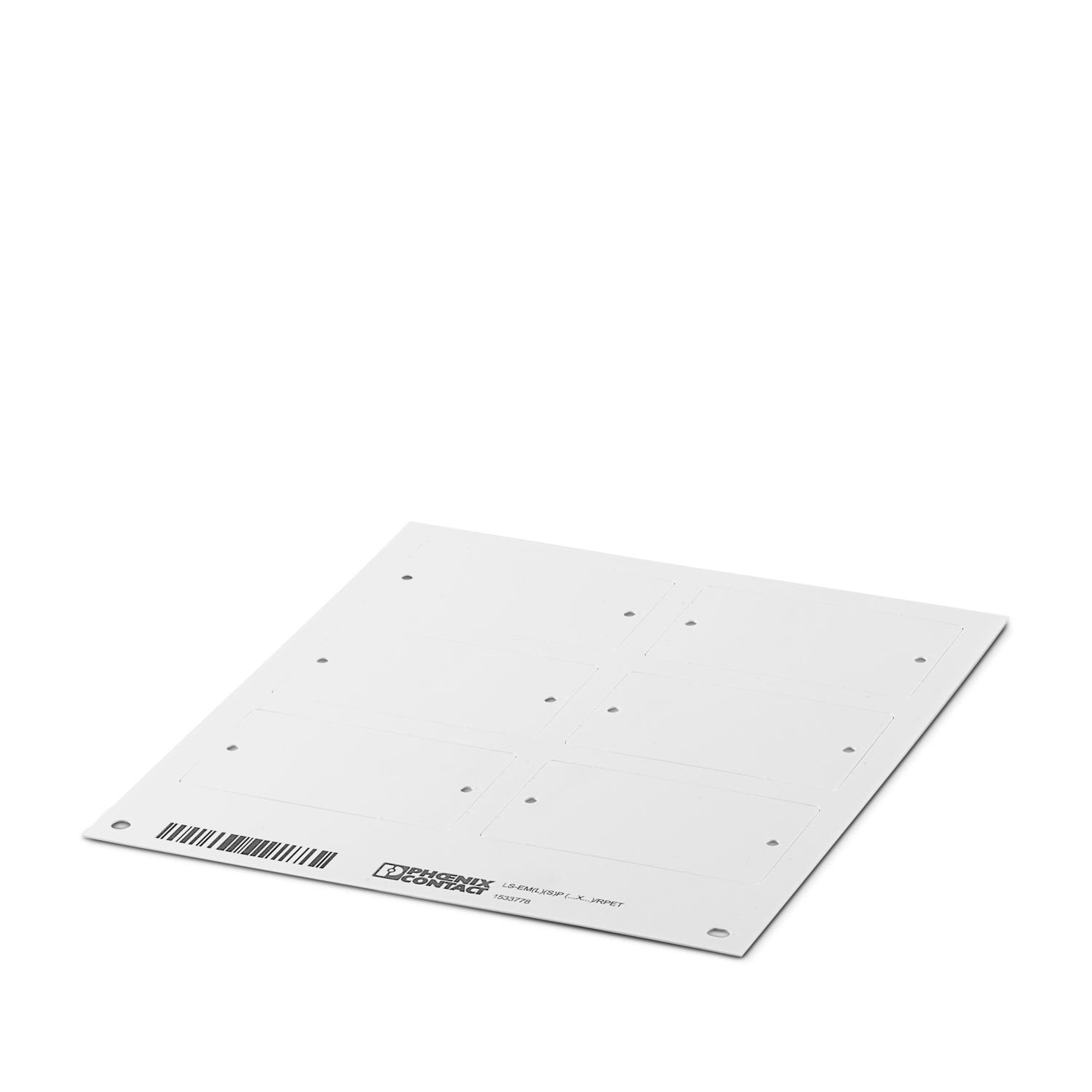 Plastic label, Size according to customer specifications, max. width: 180 mm, min. width: 11 mm, max. height: 180 mm, min. height: 7 mm, max. diameter: 100 mm, min. diameter: 25 mm, Sheet, white, unmarked