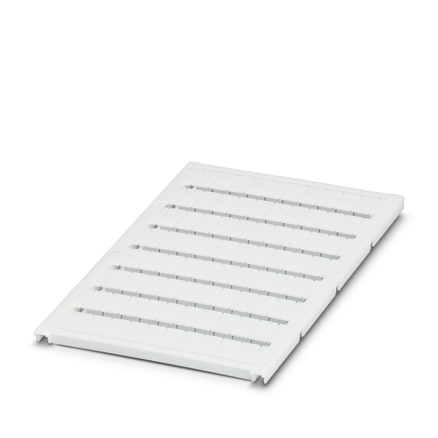 Marker for terminal blocks, can be ordered: by sheet, white, labeled according to customer specifications, mounting type: snap into tall marker groove, for terminal block width: 6.2 mm, Number of individual labels: 80, text field height: 10.5 mm, text field width: 5.6 mm
