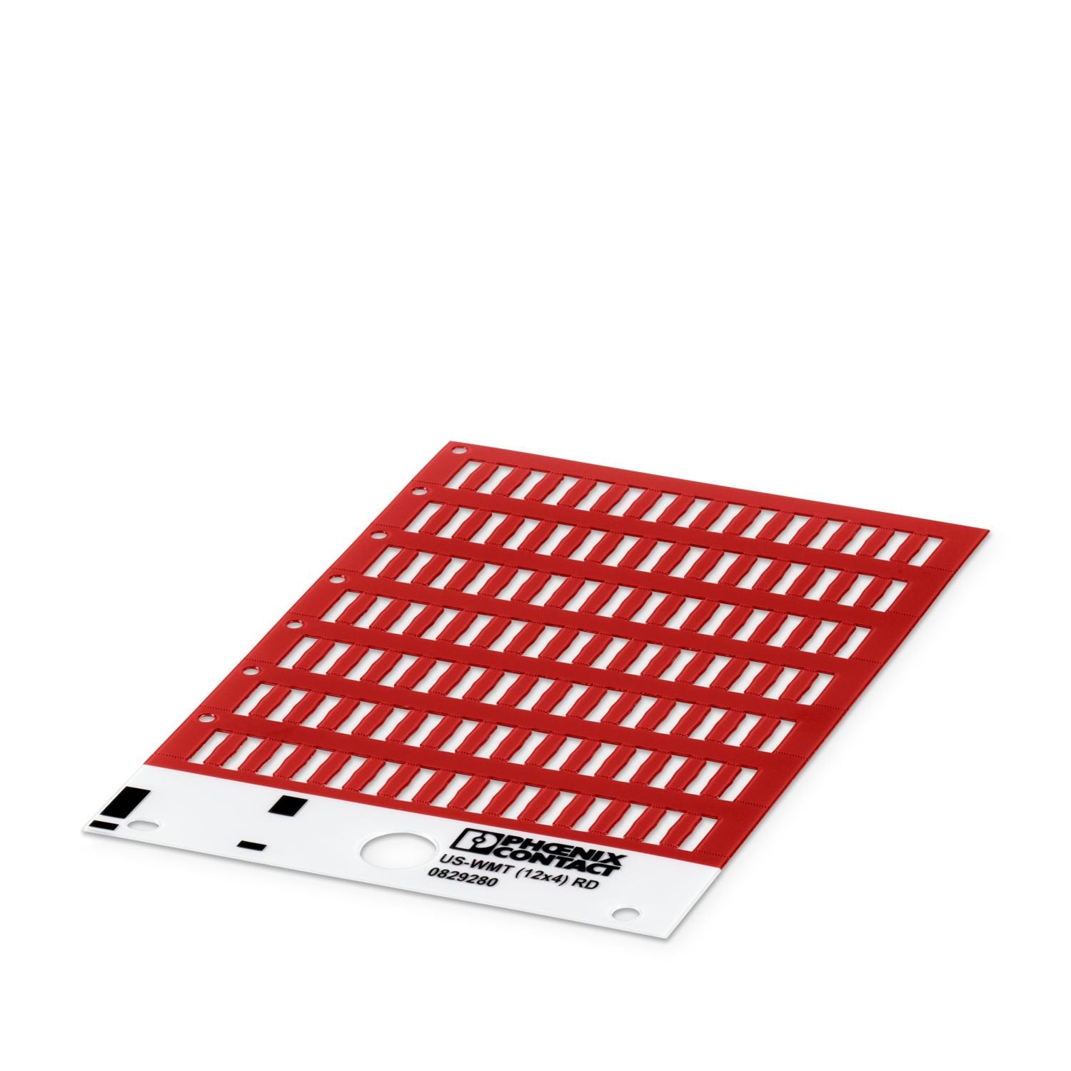 Cable marker, Card, can be ordered: by card, red, labeled according to customer specifications, cable diameter range: 0.6 ... 10 mm, mounting type: insert, Number of individual labels: 98, text field height: 4 mm, text field width: 12 mm