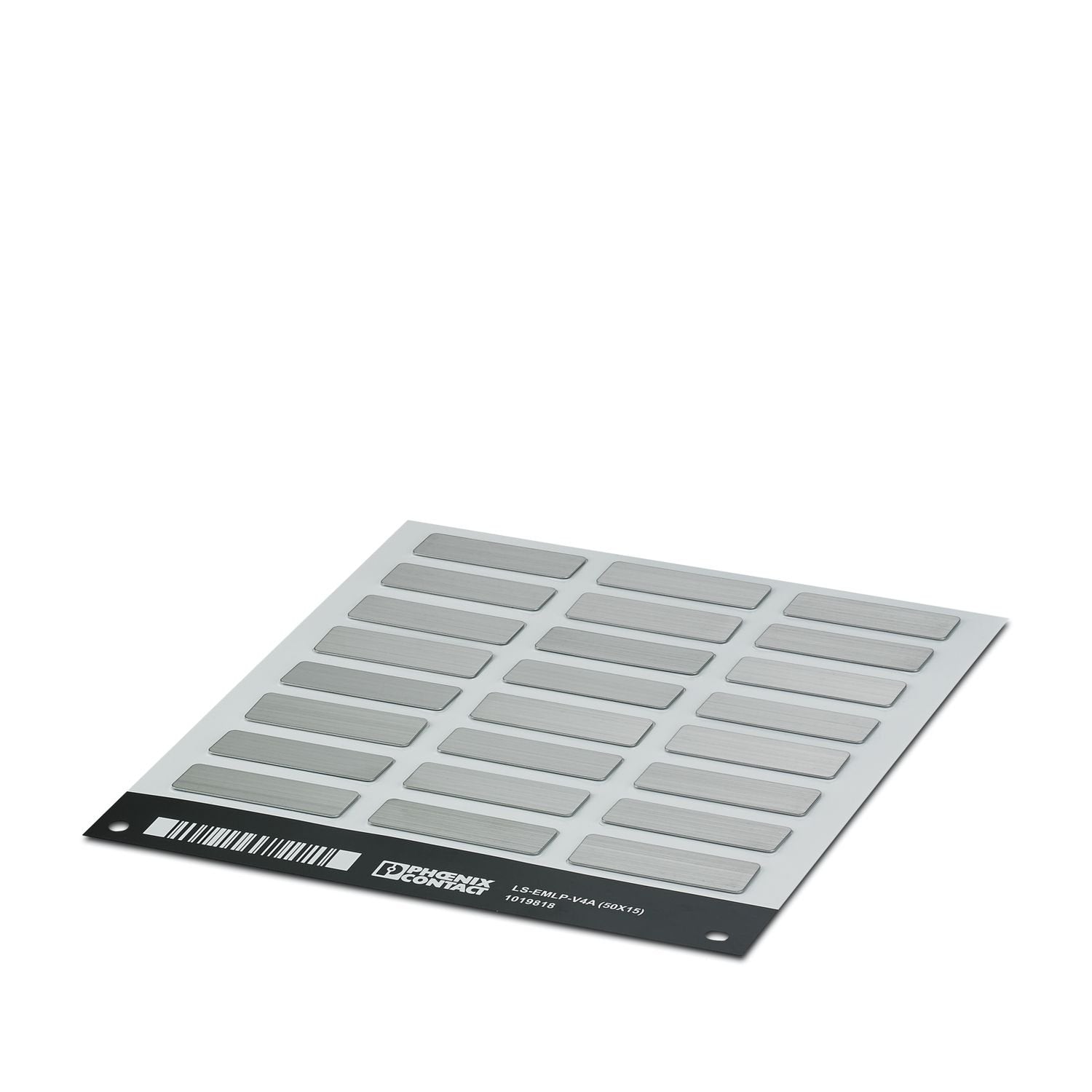 Device marker, Stainless steel label, can be ordered: Piece, silver-colored, labeled according to customer specifications, mounting type: adhesive, Number of individual labels: 24, text field height: 15 mm, text field width: 50 mm