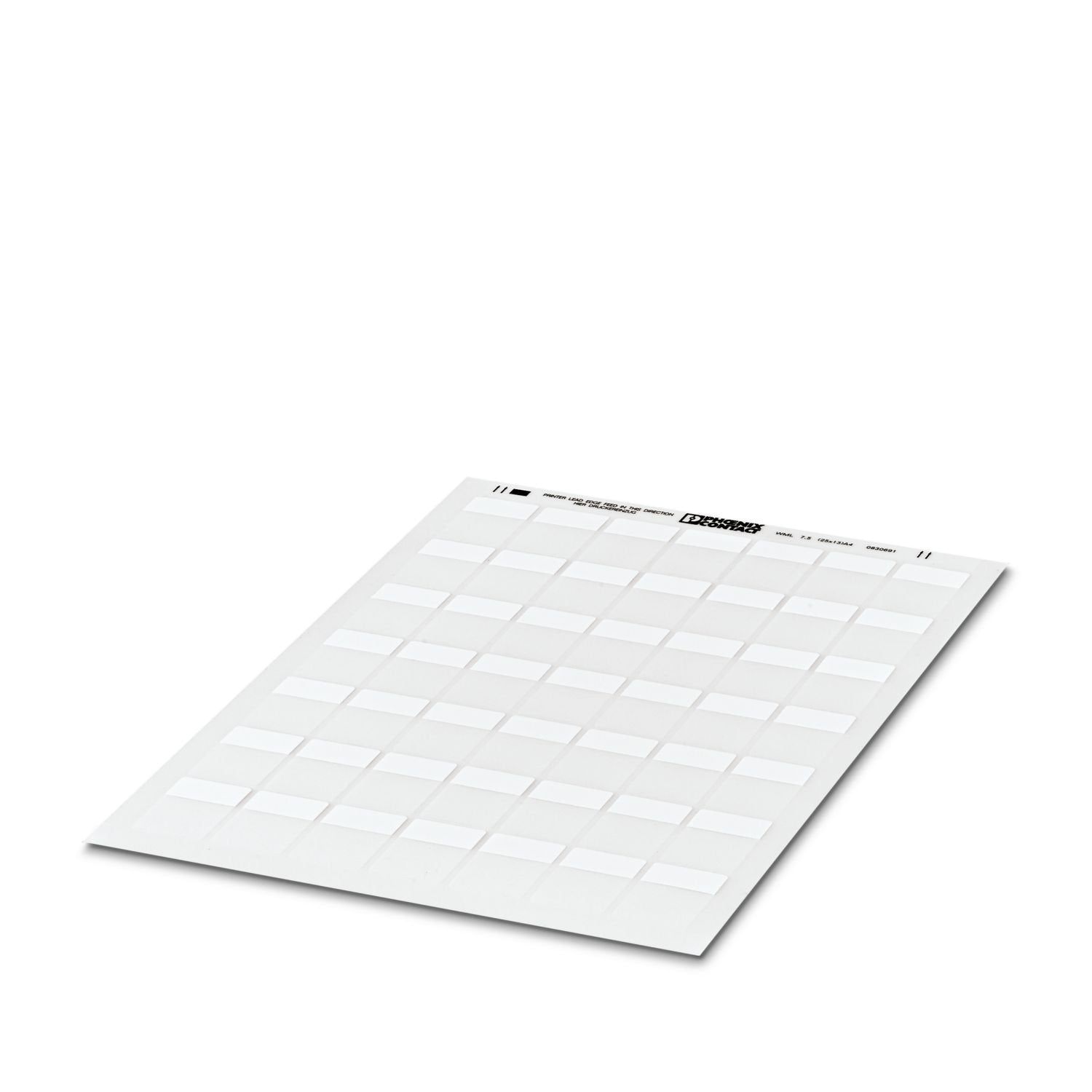Cable marker, Sheet, can be ordered: in sheets, white, labeled according to customer specifications, cable diameter range: 4 ... 7.6 mm, mounting type: adhesive, cable diameter: ≤ 7.6 mm, Number of individual labels: 49, text field height: 13 mm, text field width: 25 mm