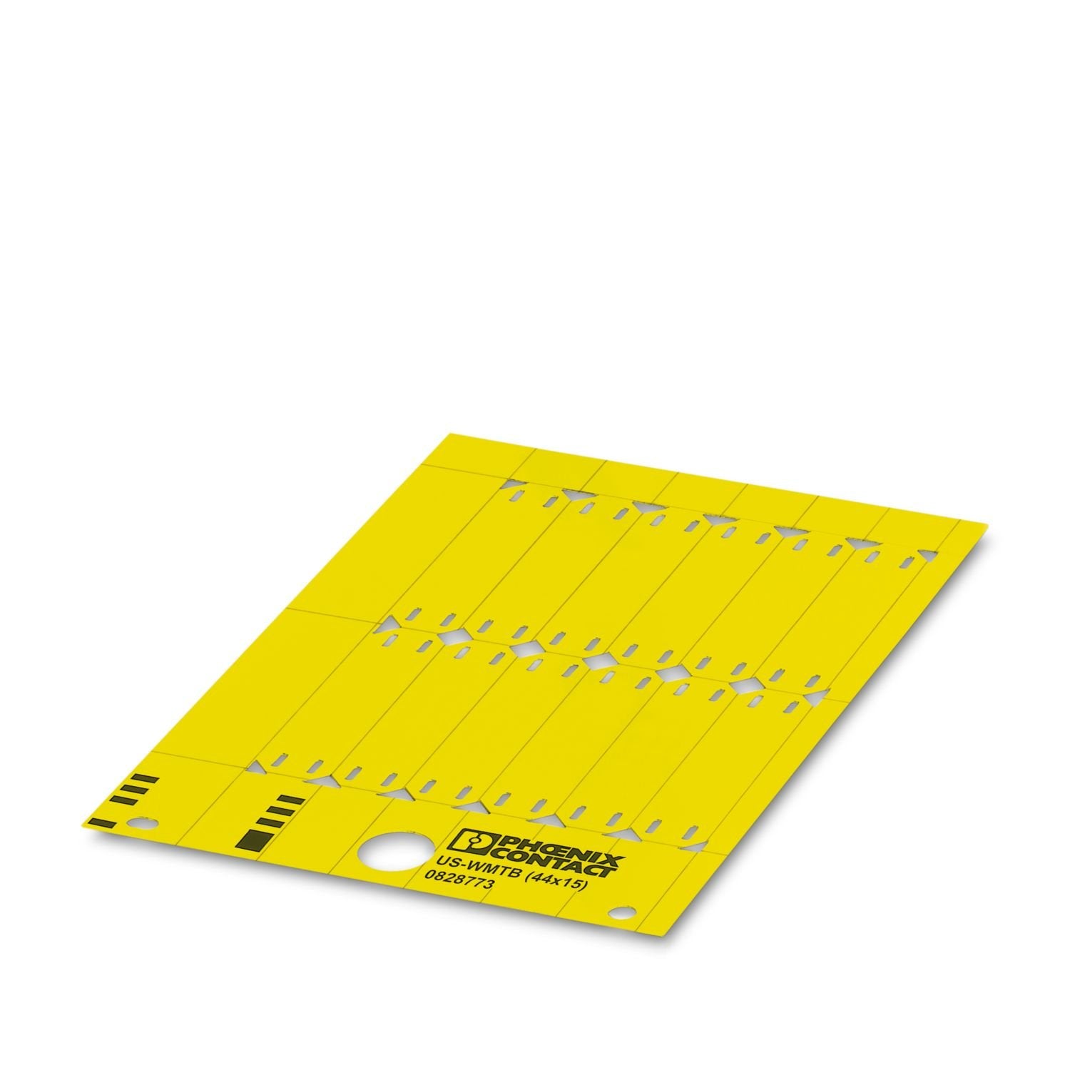 Cable marker, Card, can be ordered: by card, yellow, labeled according to customer specifications, mounting type: Assembly with cable ties, cable diameter: > 4 mm, Number of individual labels: 12, text field height: 15 mm, text field width: 44 mm