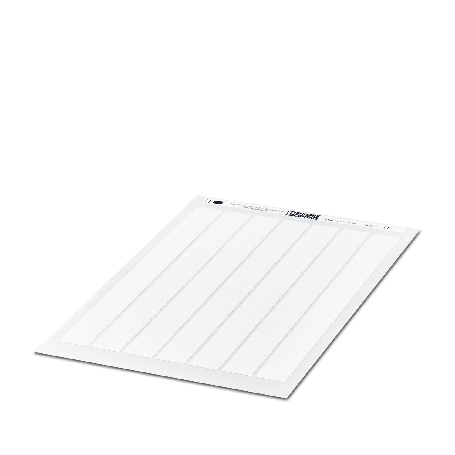Label sheet, DIN A4, can be ordered: in sheets, white, labeled according to customer specifications, mounting type: adhesive, Number of individual labels: 224, text field height: 8 mm, text field width: 25 mm