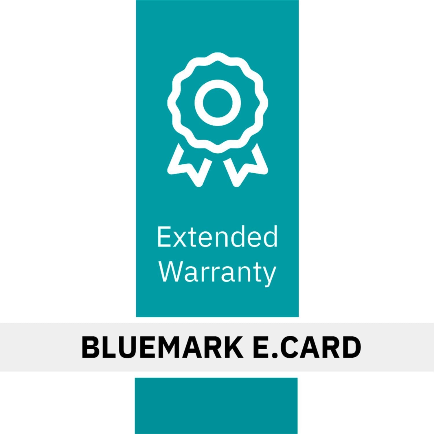 The extended warranty can only be combined with the purchase of a new BLUEMARK E.CARD printer and extends the warranty from 24 months to 60 months.