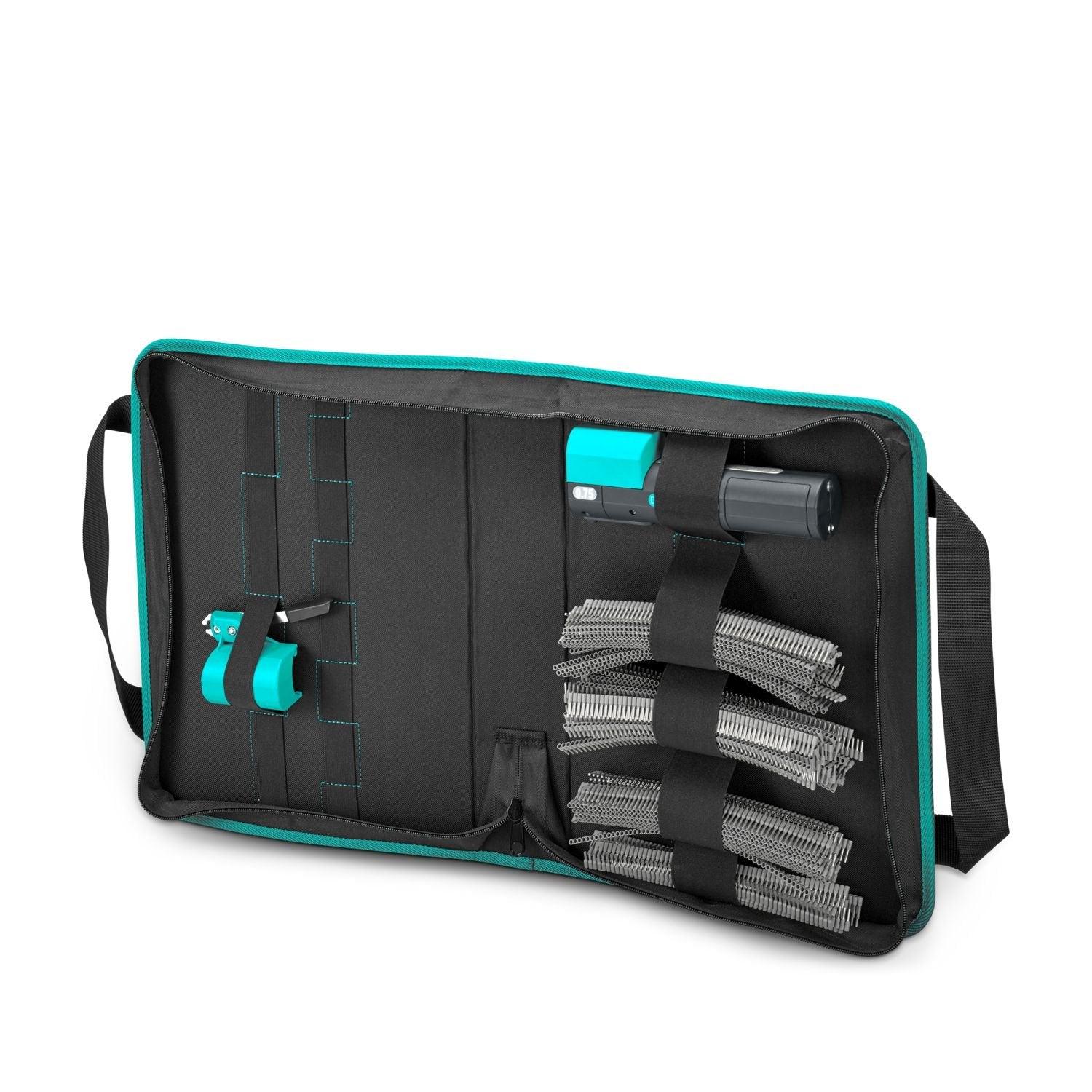 Set consists of: Crimphandy, including battery, charger, cable cutter, 2x waste guide plate, service tool, ferrule strips, robust case, CRIMPHANDY CUTTER, and a tool case