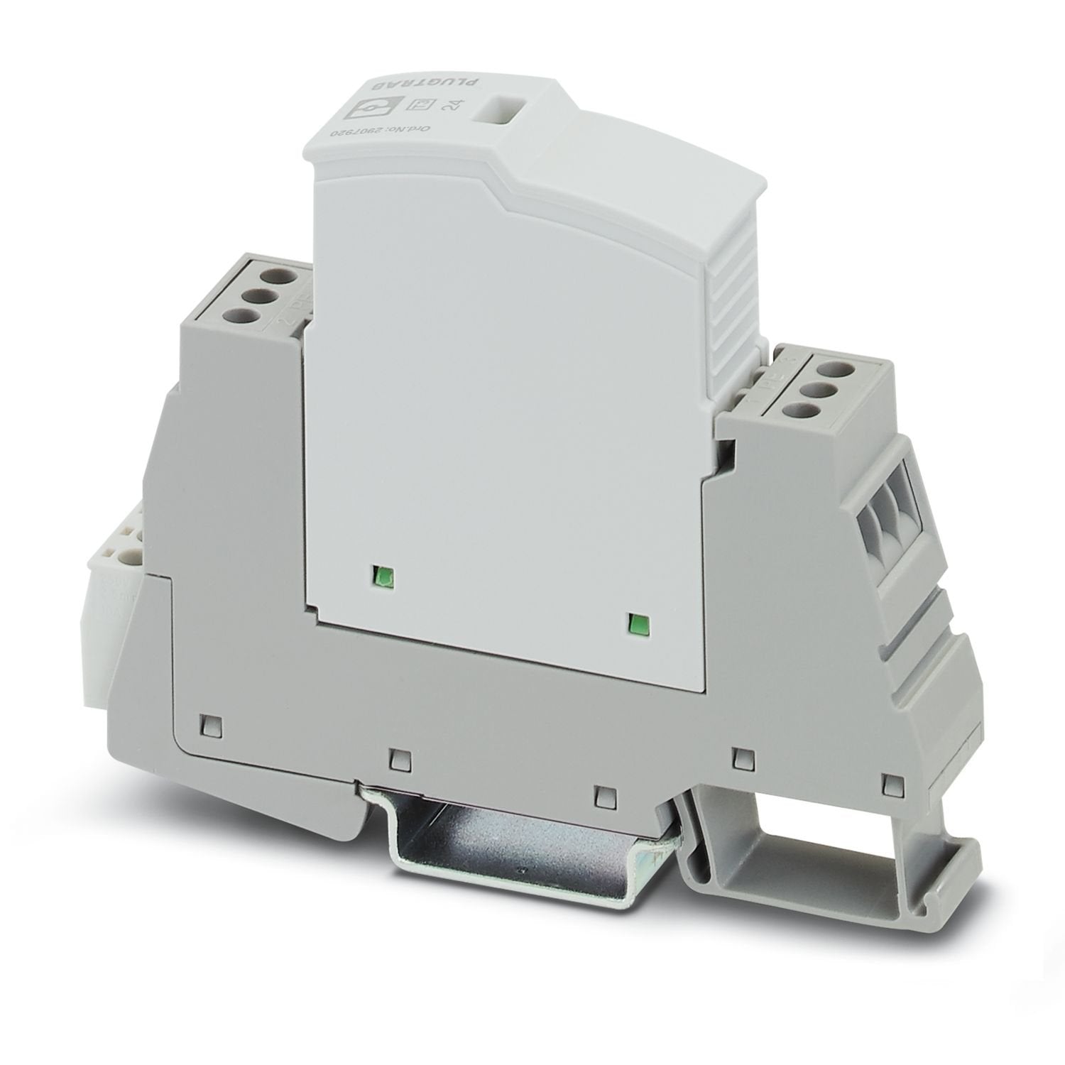 Type 3 surge protection, consisting of protective plug and base element, with integrated status indicator and remote signaling for single-phase power supply networks. Nominal voltage: 24 V AC/DC