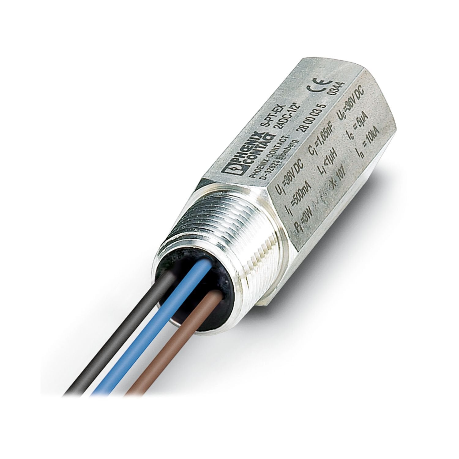 Surge protection for a floating signal circuit in the screw-on module with IP67 degree of protection for sensor heads, connection: ½-inch 14 NPT. Tested in accordance with the following types of protection in Ex areas: Ex d/Ex tD/Ex ia IIC/Ex iaD. Suitable for use in the fieldbus system in accordance with the FISCO concept, HART-compatible. Can be used in safety-related circuits up to SIL 3.