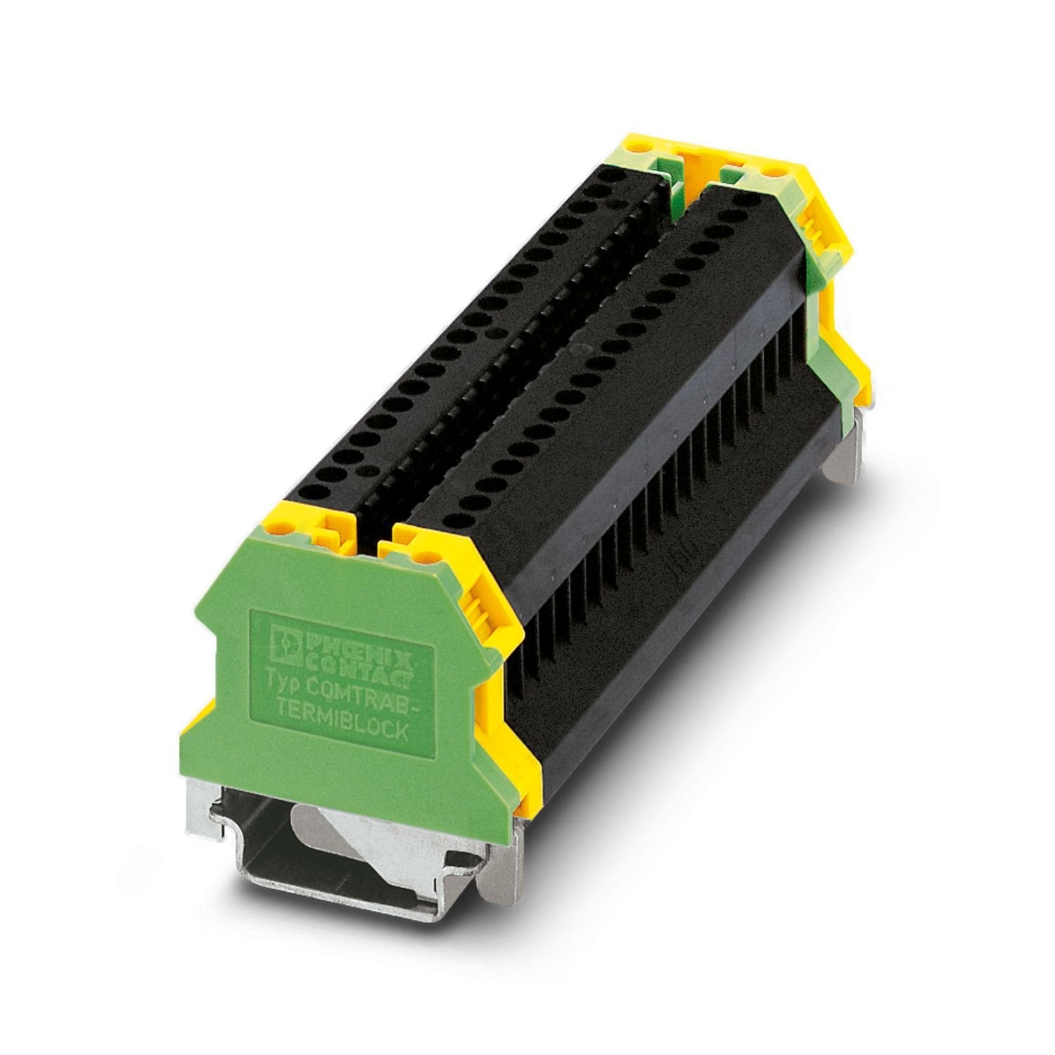 Screw termination block with disconnect contacts for accommodating protective plugs CT and CTM. Use in MCR and telecommunications systems. Design: 10 double wires