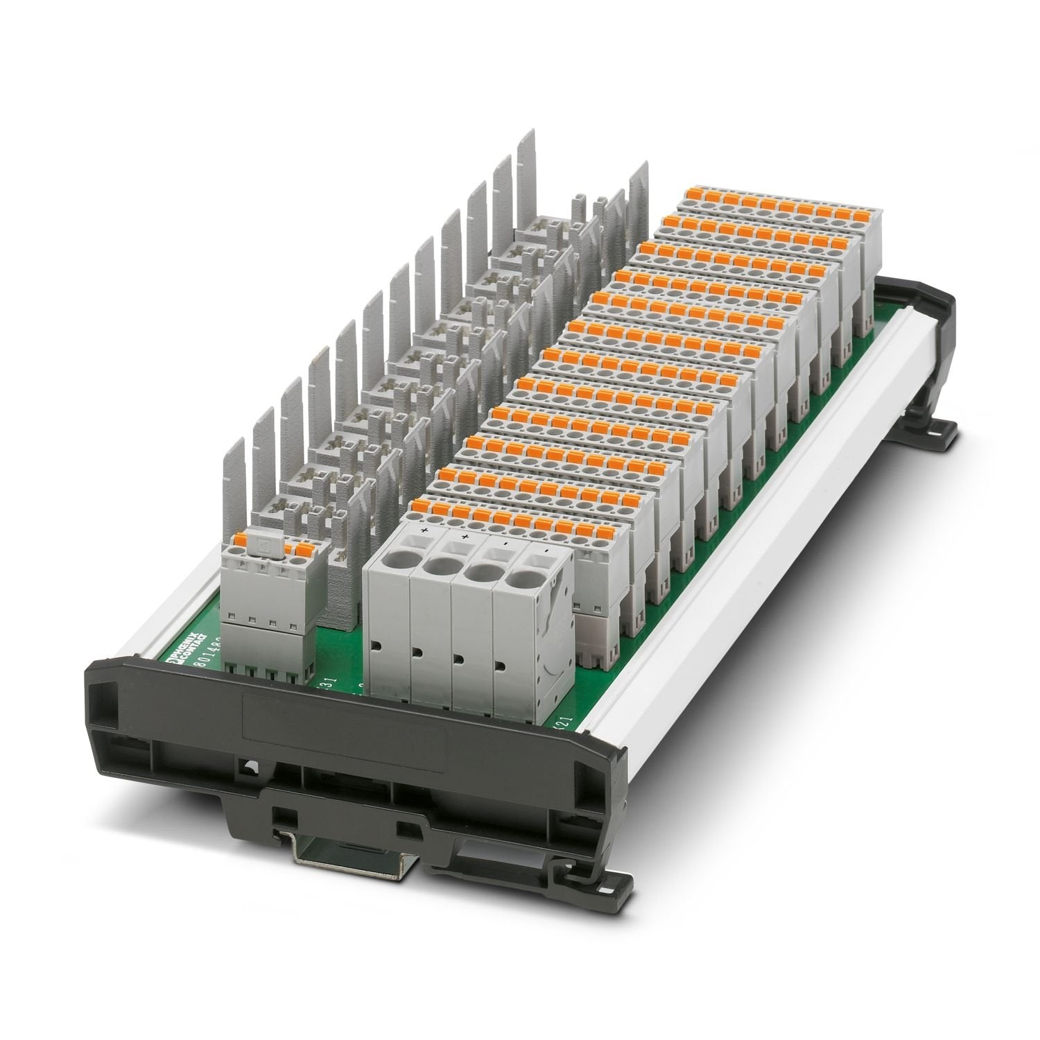 Device circuit breaker boards for twelve CB TM1... thermal-magnetic circuit breakers with group remote signaling, central supply, and potential distribution for up to five loads per channel.