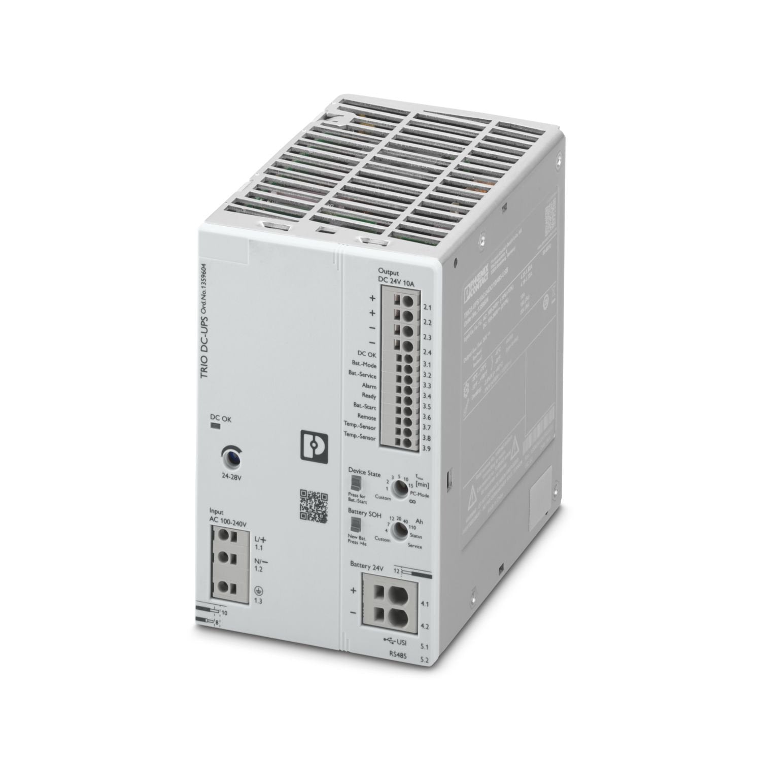 TRIO UPS - UPS with integrated power supply, USI (Universal Service Interface), DIN rail mounting, Push-in connection, output: 24 V DC / 10 A