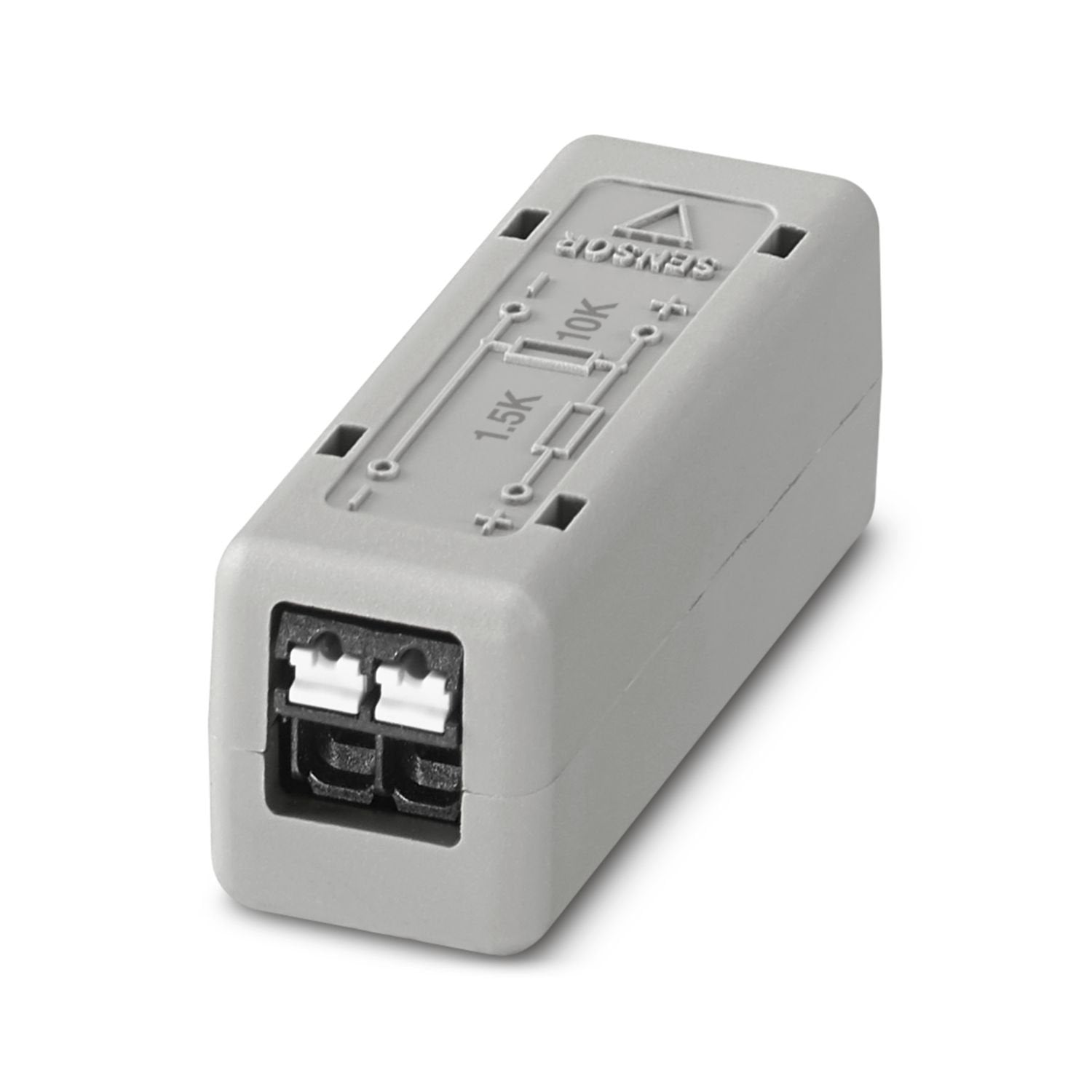 Resistor network 10 kΩ parallel, 1.5 kΩ in series for monitoring floating contacts and proximity switches. Line fault monitoring via isolation amplifiers or digital inputs in accordance with NAMUR IEC/EN 60947-5-6.