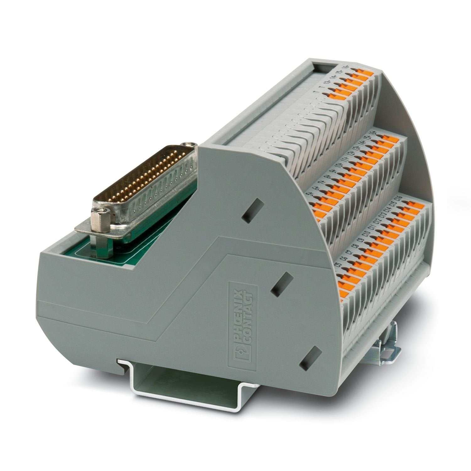 VARIOFACE module, with push-in connections and male D-SUB miniature pin strip, for mounting on NS 35 rails, 37-pos.