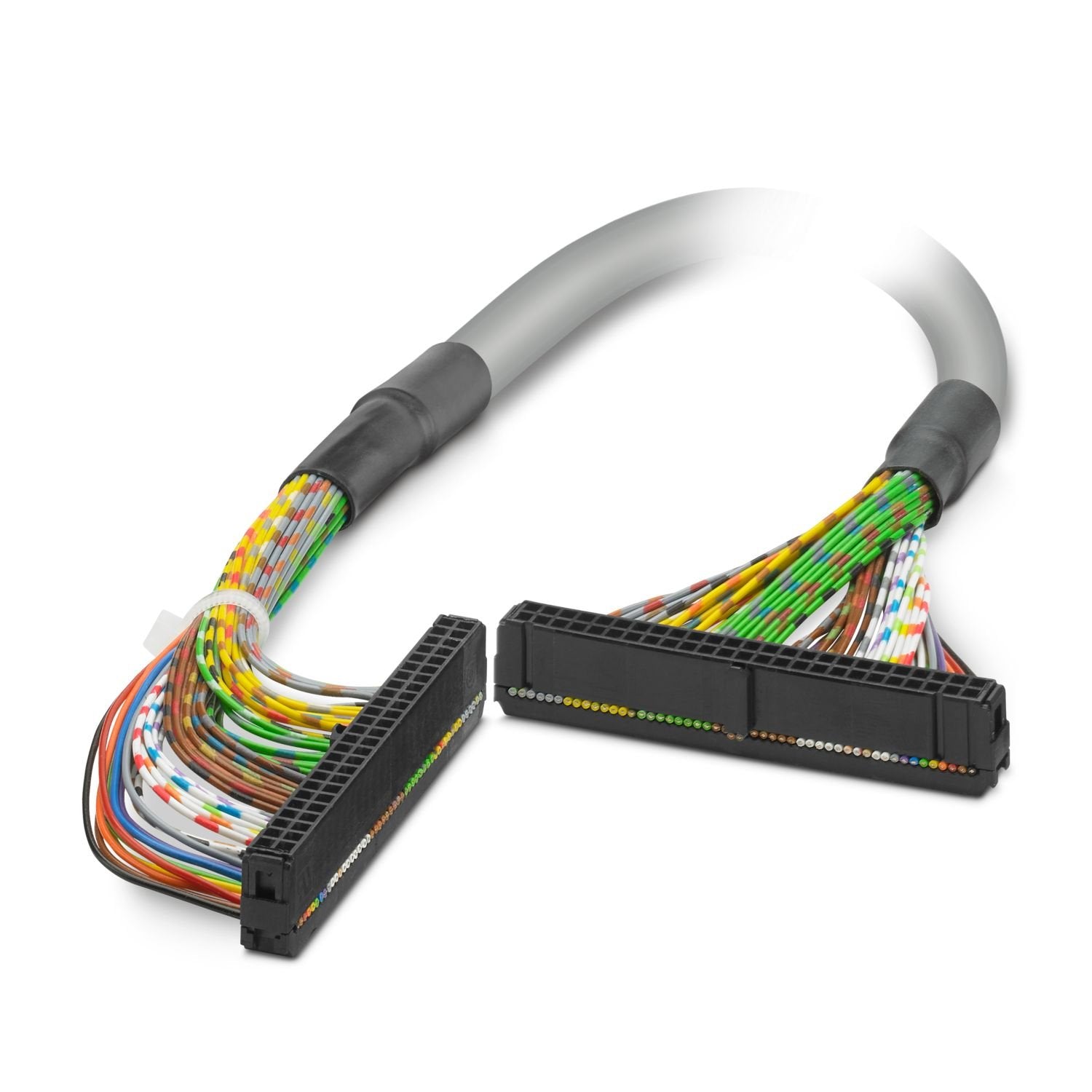 Assembled, halogen-free round cable; connection 1: IDC/FLK socket strip (1x 50-position); connection 2: IDC/FLK socket strip (1x 50-position); cable length: 2 m