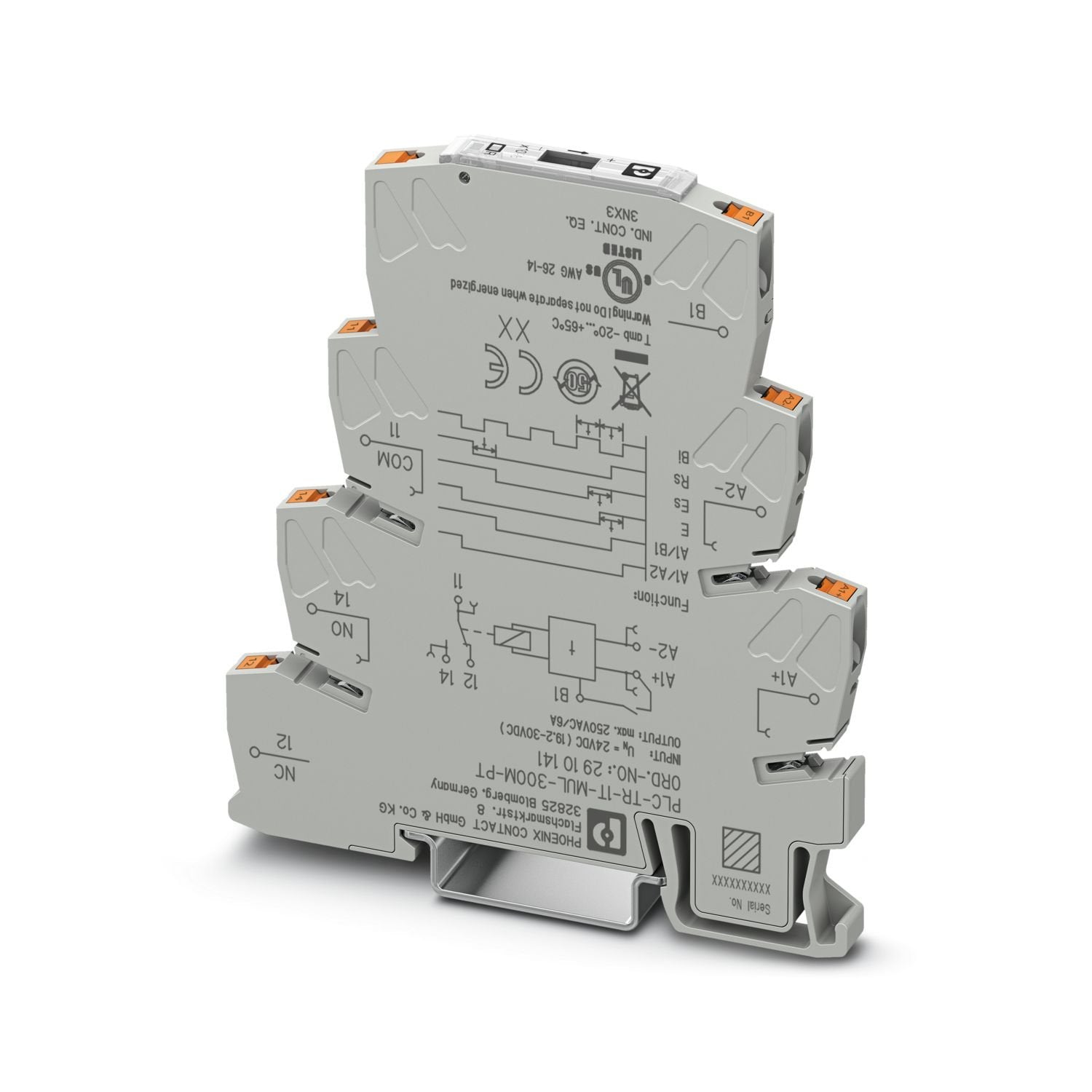 Multi-function timer relay with 4 functions in an ultra-narrow design, adjustable time range (0.1 s - 300 min), 1 changeover contact, Push-in connection