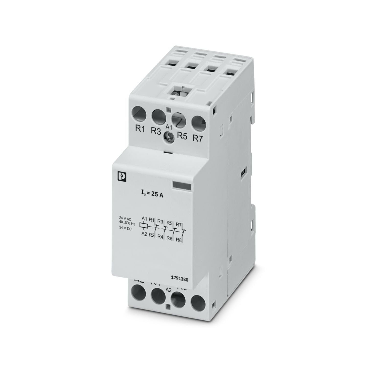 Installation contactor (Hum-free); input voltage: 24 V AC/DC; contact switching type: 4 N/C contacts; rated current: 20 A