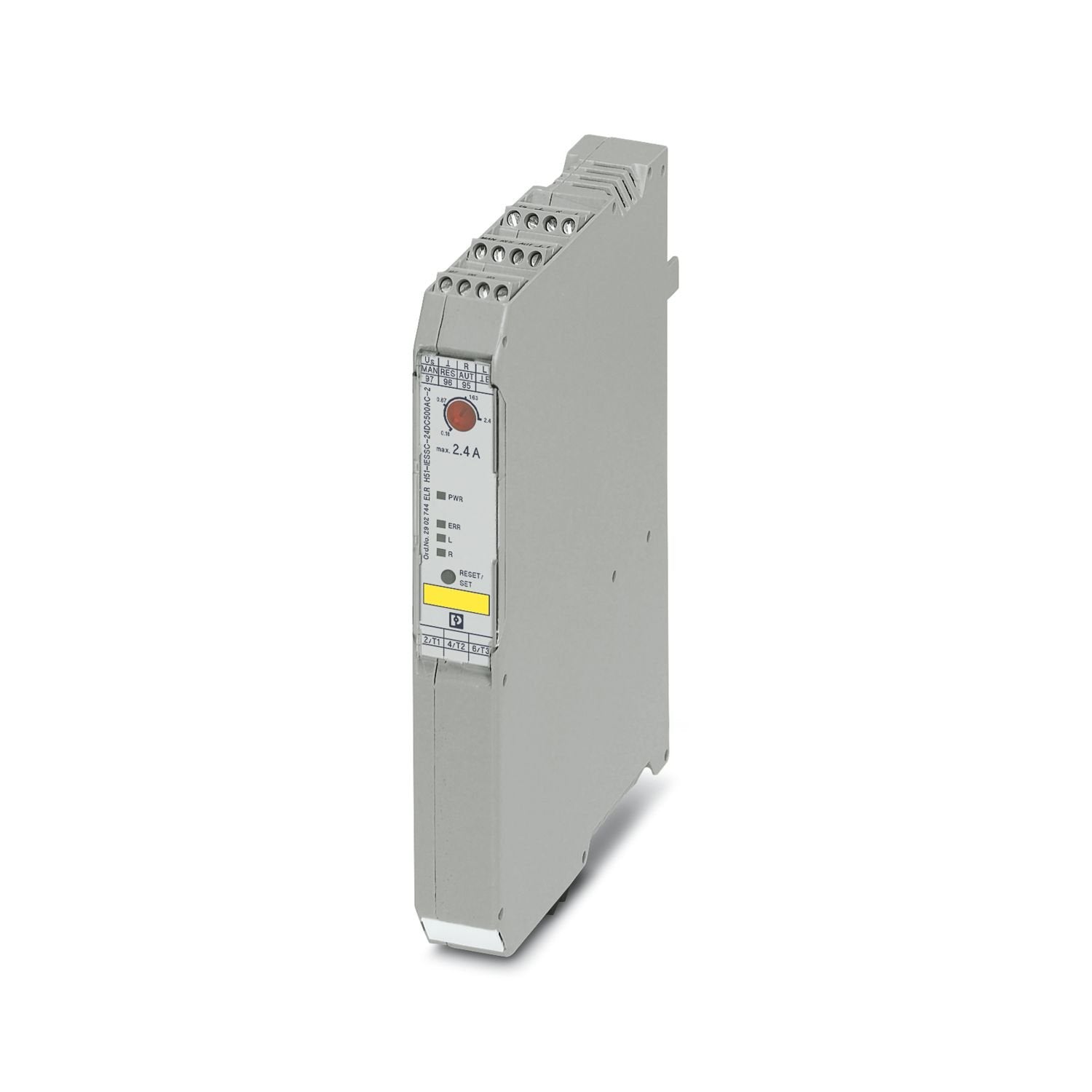 Short-circuit-proof hybrid motor starter for reversing 3~ AC motors up to 550 V AC, with 24 V DC input, 2.4 A output current, emergency stop function and adjustable overload shutdown. Can only be used with EM RD-ADAPTER.