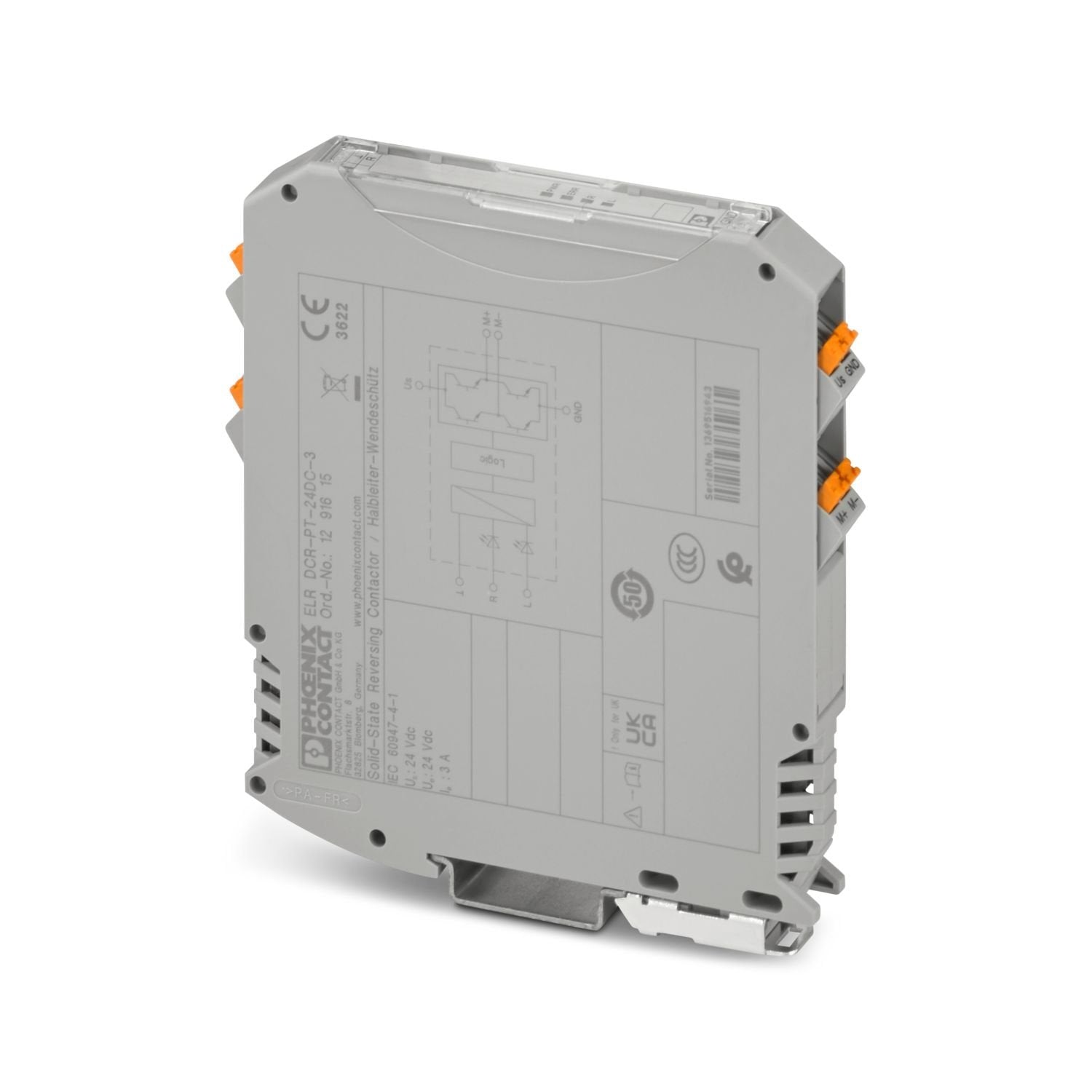Electronic reversing load relay, for controlling DC motors, with LED display and protective circuit, output: 24 V DC/10 A with a switch-over time of 5 ms