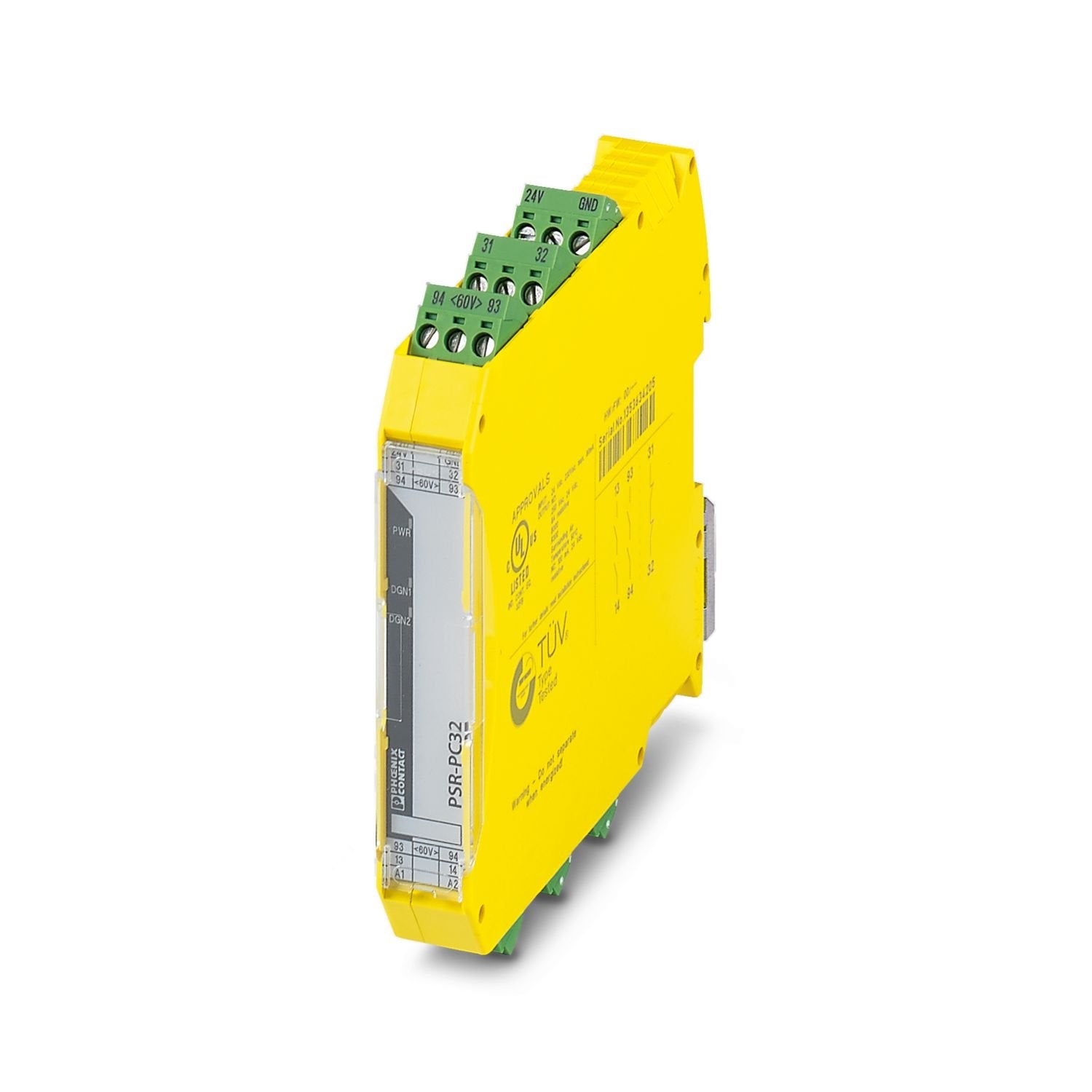 Coupling relay for SIL 3 high and low-demand applications, couples digital signals to the I/O, 24 V ... 230 V wide-range input, 2 enabling current paths (1x up to 60 V, 1x up to 250 V) 1 confirmation current path, safe state off applications, plug-in screw terminal block