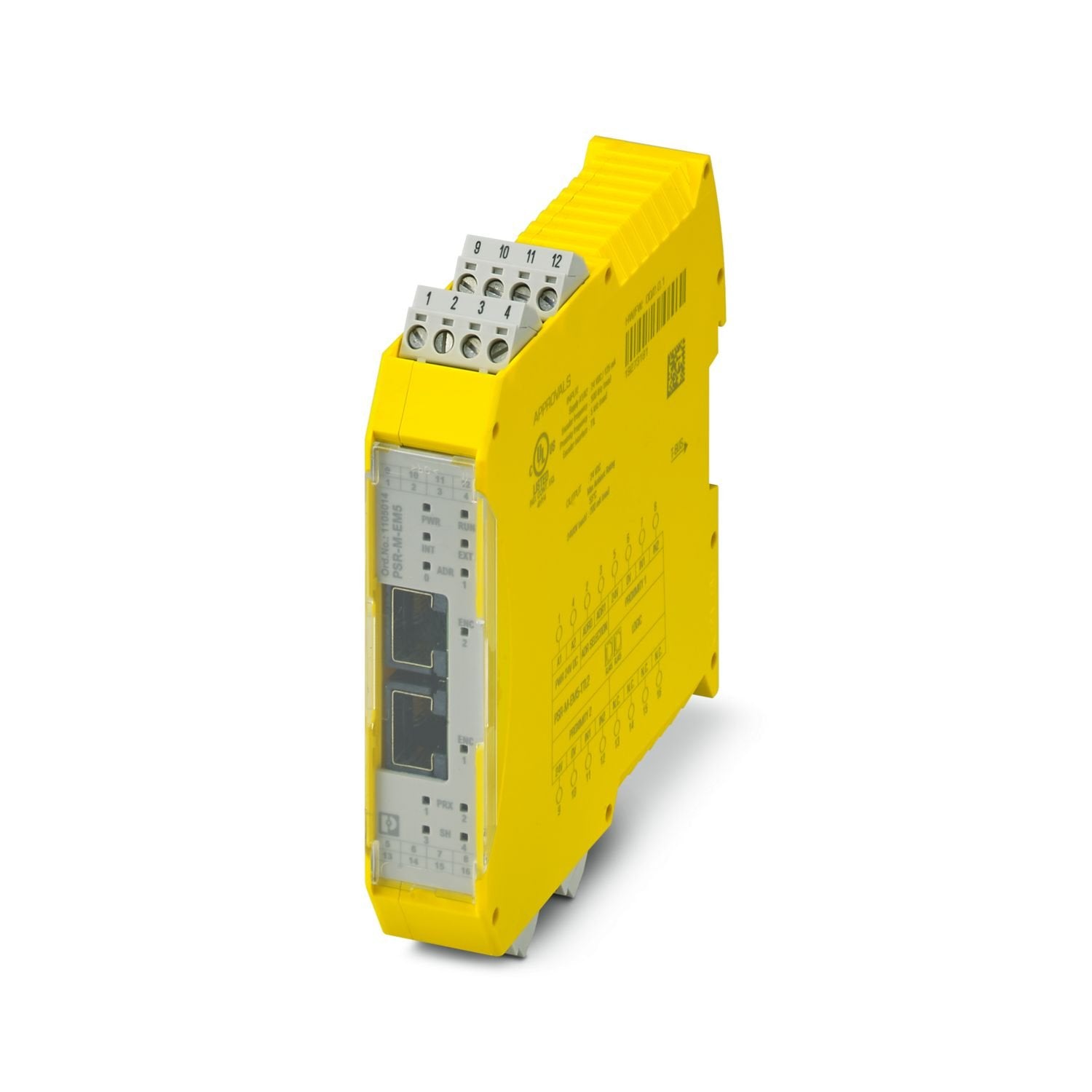Safe extension module for monitoring zero-speed, speed, direction of rotation, monitoring of 2 axes, NPN/PNP proximity switch, 2x TTL encoders, with voltage monitoring (5 V), Cat. 4/PL e, SIL 3, pluggable screw terminal block, TBUS connector included