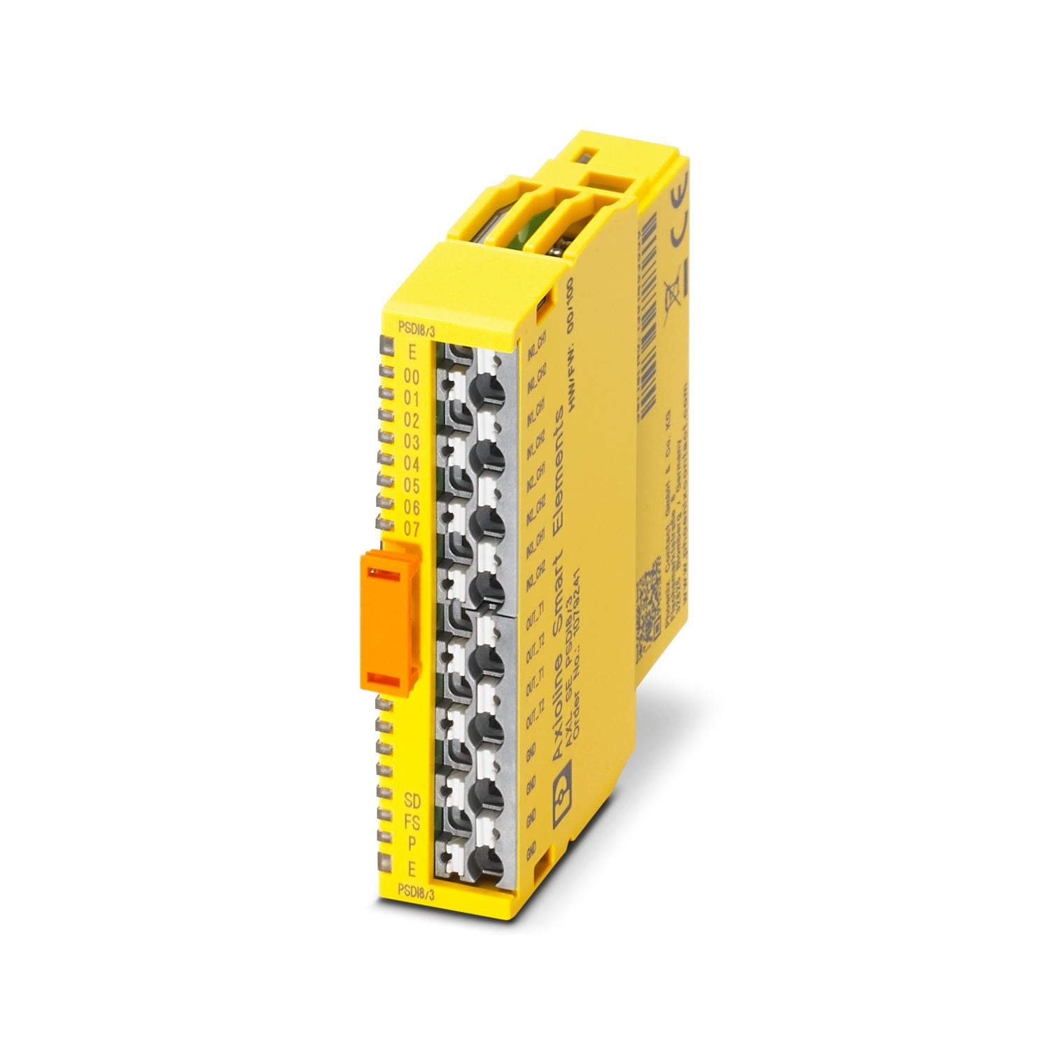 Axioline Smart Elements, Digital input module, Functional safety, PROFIsafe, only for connection to Phoenix Contact or Siemens controller, Safe digital inputs: 4 (2-channel assignment), 8 (1-channel assignment), 24 V DC, connection technology: 3-conductor, degree of protection: IP20