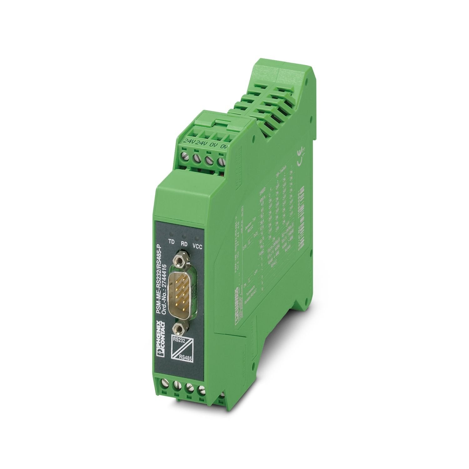 Interface converter, for converting RS-232 (V.24) to RS-422 (V.11) and RS-485, with electrical isolation, 2 channels, rail-mountable