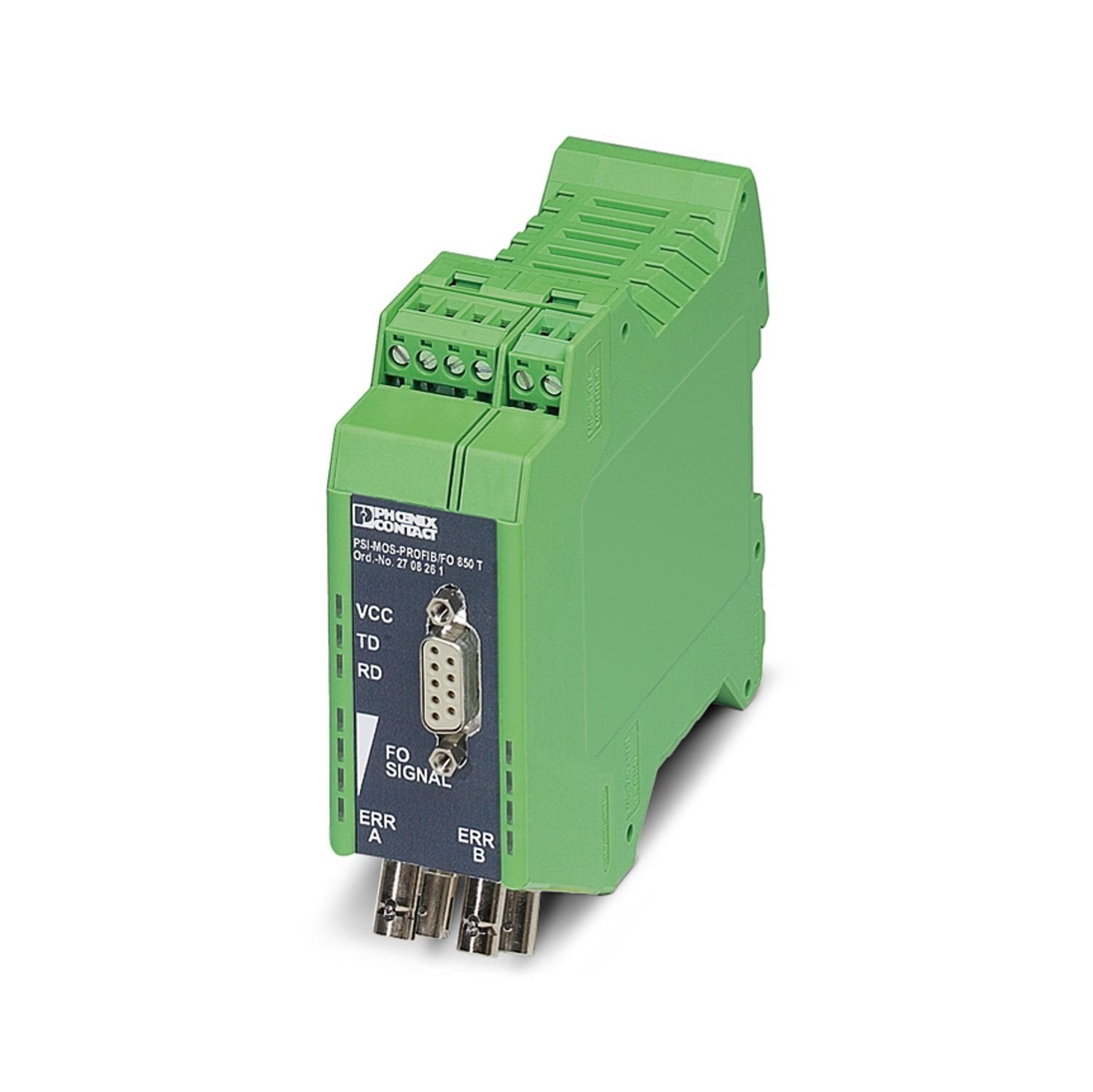 FO converter with integrated optical diagnostics, coated PCB, alarm contact, for PROFIBUS up to 12 Mbps, T-coupler with two FO interfaces (BFOC), 850 nm, for PCF or fiberglass cable (multimode)