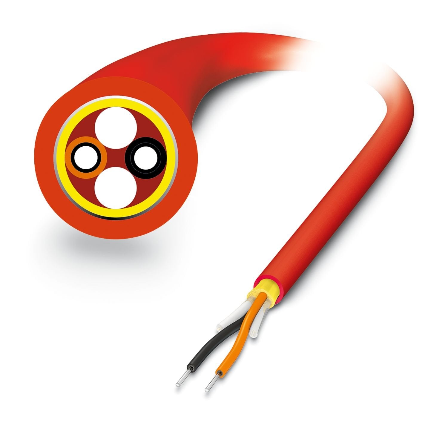 Polymer fiber cable, duplex 980µm/1000µm, heavy-weight version for installation in stationary systems and machines, by the meter without male connector