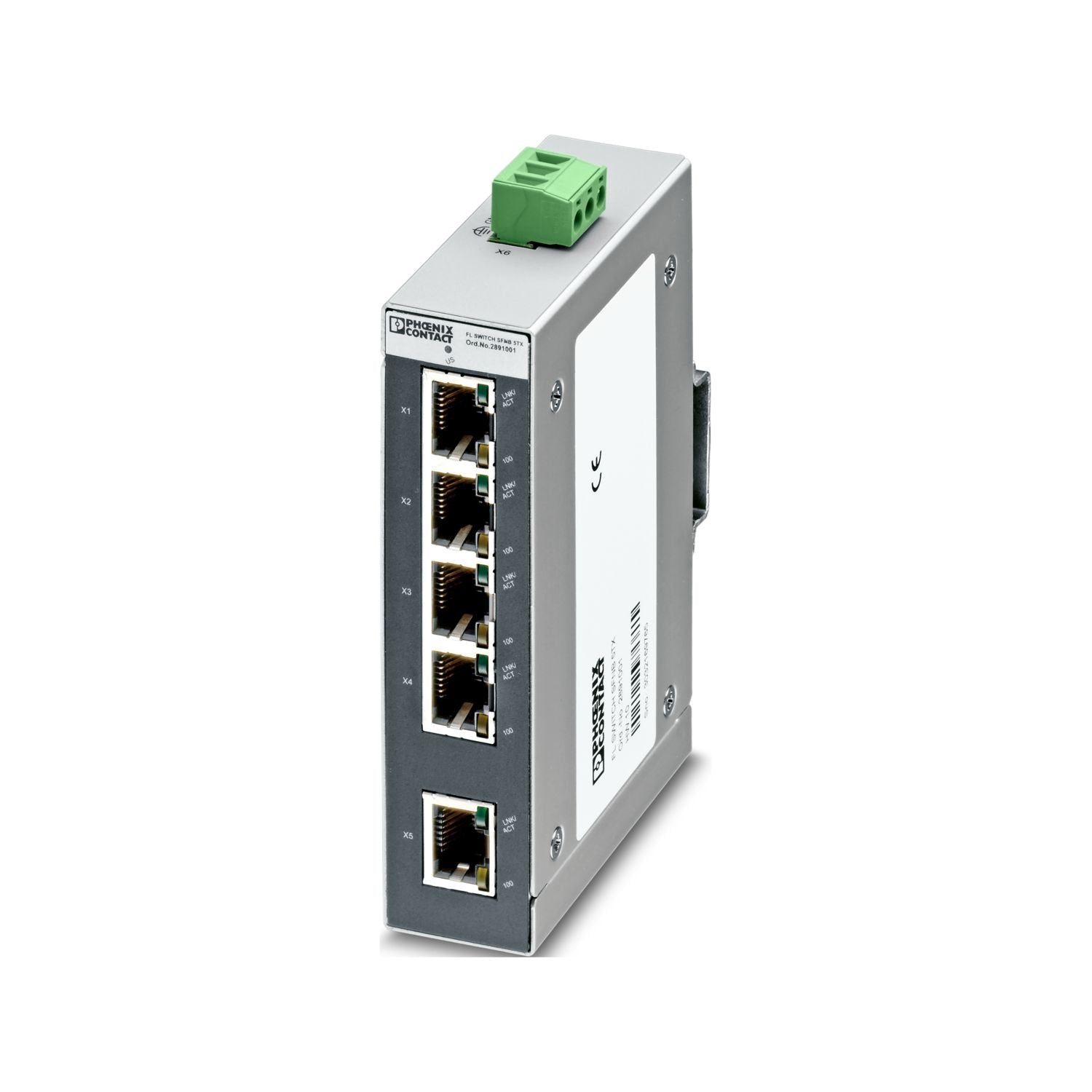 Ethernet switch, 5 TP RJ45 ports, automatic detection of data transmission speed of 10 or 100 Mbps (RJ45), autocrossing function