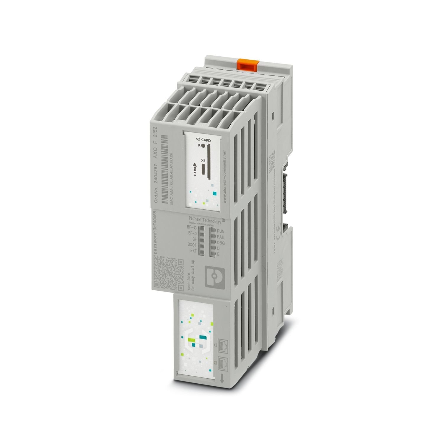 Controller (SPS), PLCnext Control; Programming: High-level language and IEC 61131-3; Operating system: Yocto/Linux® (real-time); Programming tool: PLCnext Engineer, Eclipse®, Visual Studio®, MATLAB®/ Simulink®; IoT connection: PROFICLOUD and every cloud via cloud connectors; Development process certified in accordance with IEC 62443-4-1, Product certified in accordance with IEC 62443-4-2 (Certification conditions see user documentation); Processor: Arm® Cortex®-A9, 2x 800 MHz.