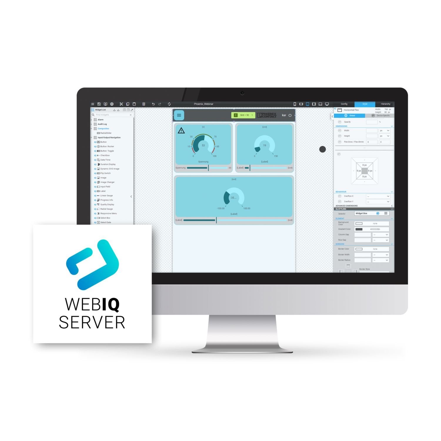 License for using “WebIQ Runtime” and “WebIQ Designer”. The software and further information can be found in the PLCnext Store at https://www.plcnextstore.com/permalinks/apps/latest/60002172000748