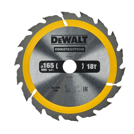CONSTRUCTION 165mm x 20mm 18T Circular Saw Blade