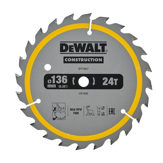 Construction Circular Saw Blade Cordless - Framing 136mm 24T