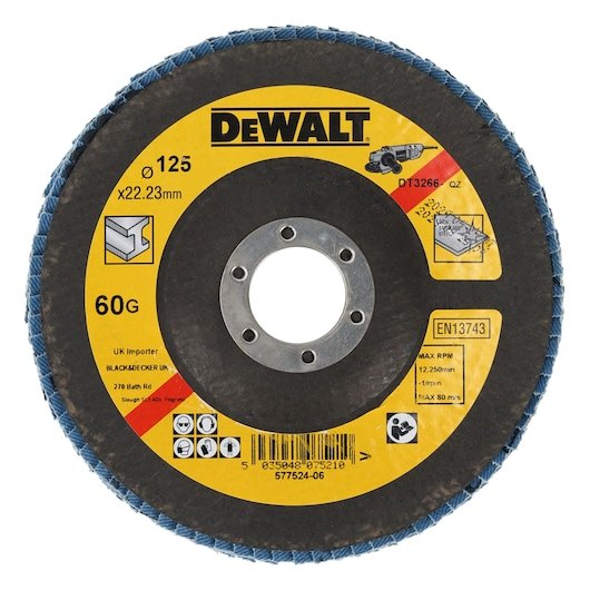 DEWALT STANDARD ABRASIVE FLAP DISC 125MM X 22.23MM 60G